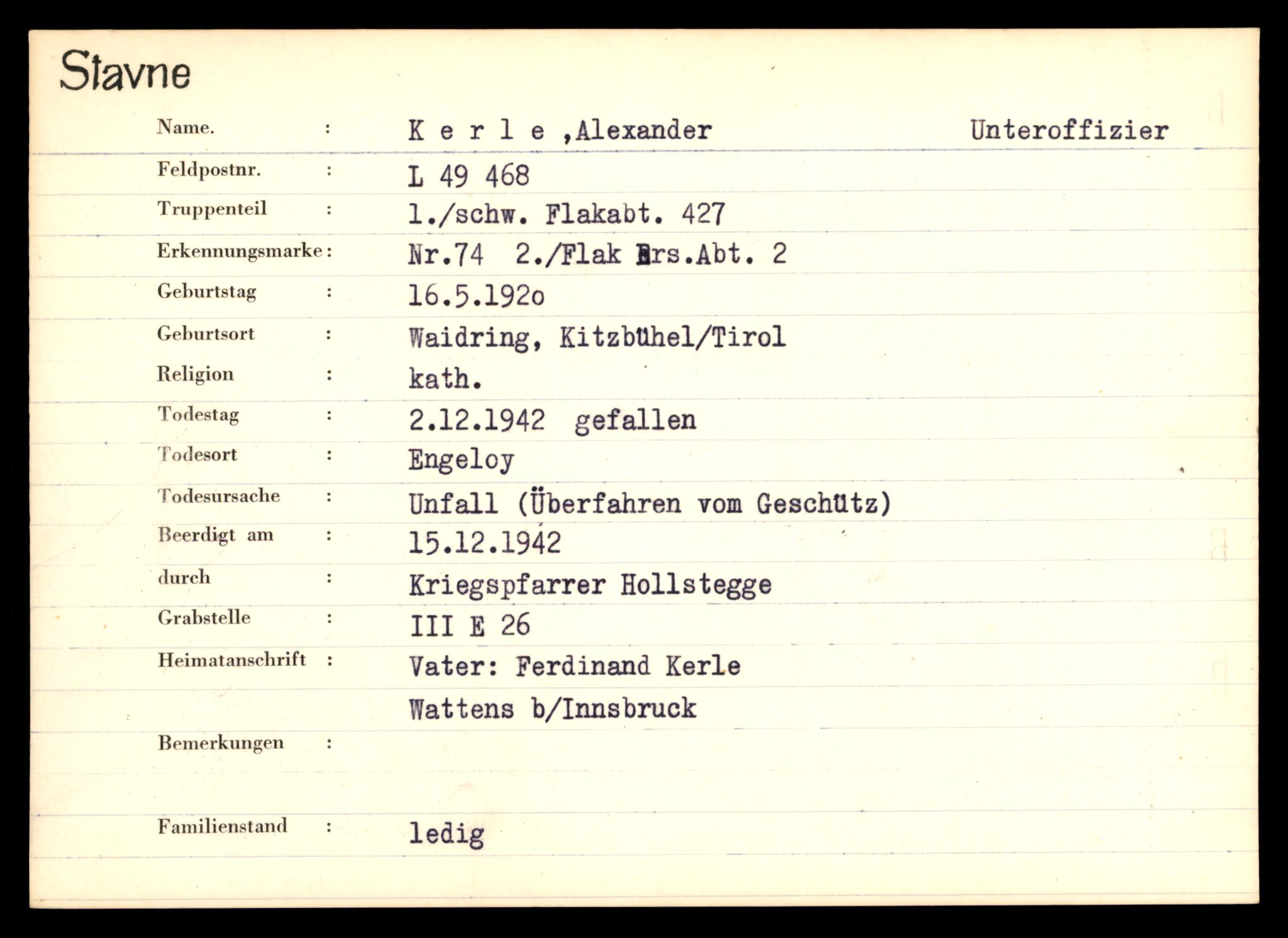 Distriktskontoret for krigsgraver, AV/SAT-A-5030/E/L0003: Kasett/kartotek over tysk Krigskirkegård Stavne, 1945, p. 663