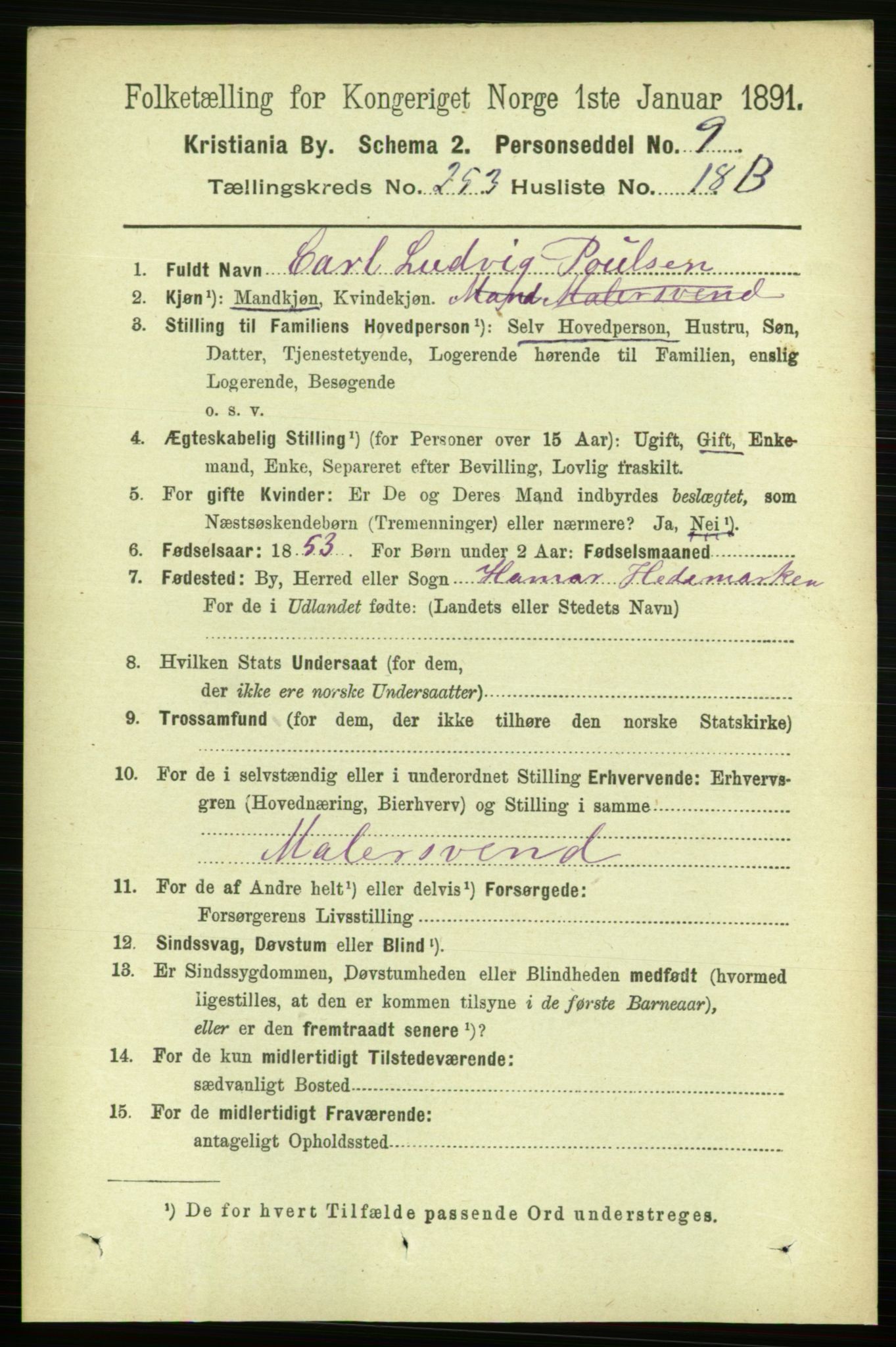 RA, 1891 census for 0301 Kristiania, 1891, p. 154205