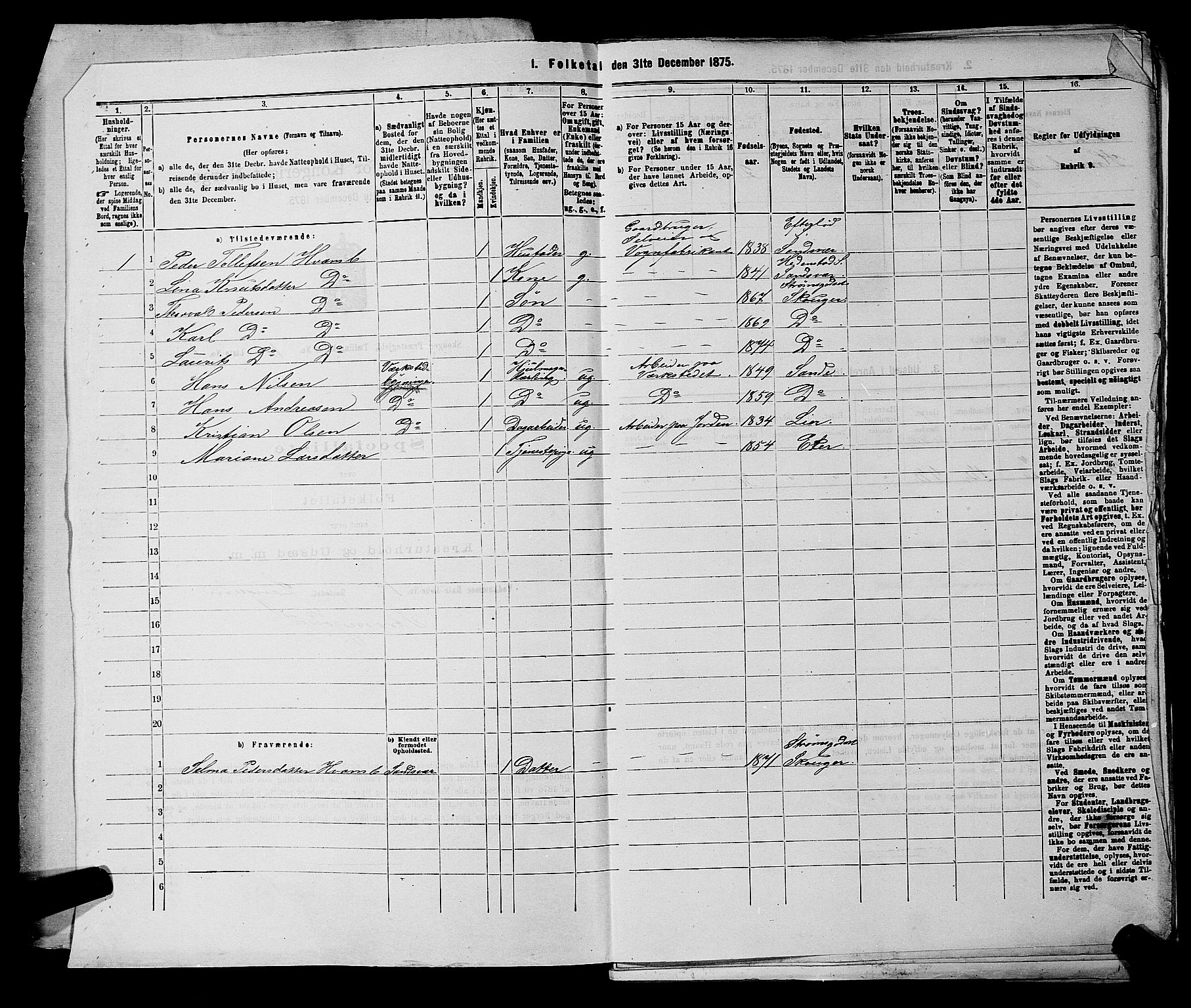 SAKO, 1875 census for 0712P Skoger, 1875, p. 43