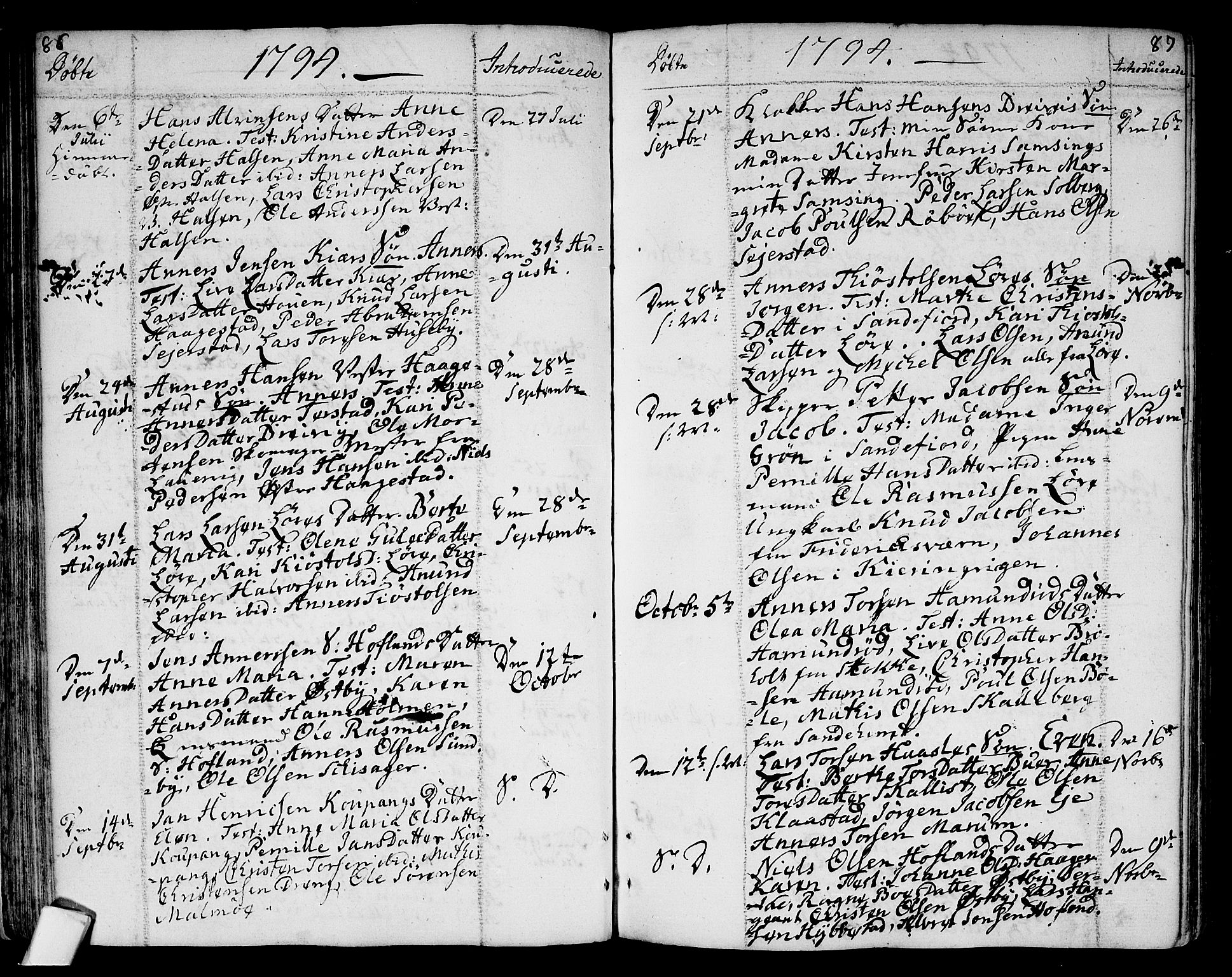 Tjølling kirkebøker, SAKO/A-60/F/Fa/L0004: Parish register (official) no. 4, 1779-1817, p. 86-87