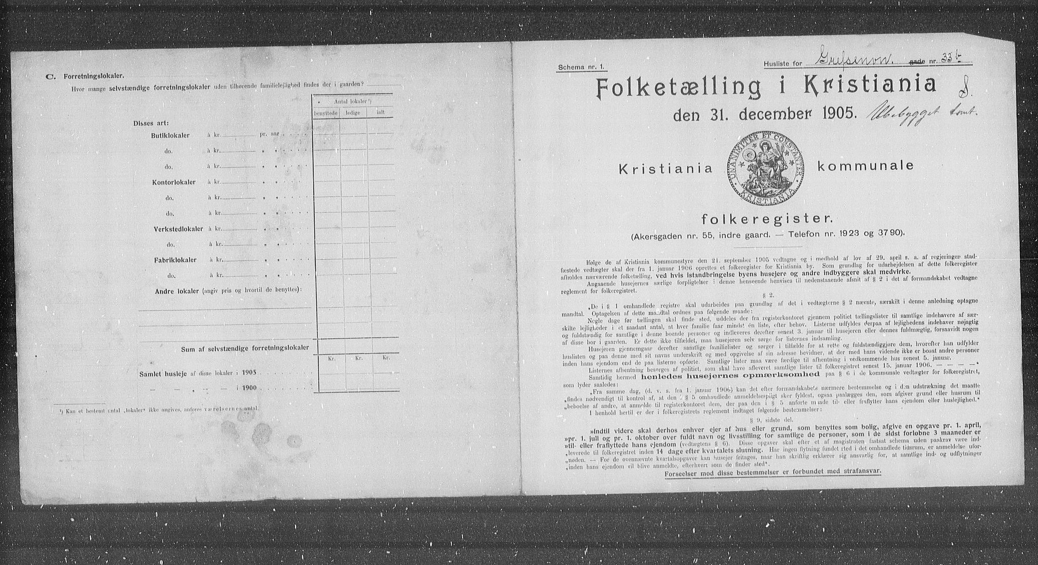 OBA, Municipal Census 1905 for Kristiania, 1905, p. 15457