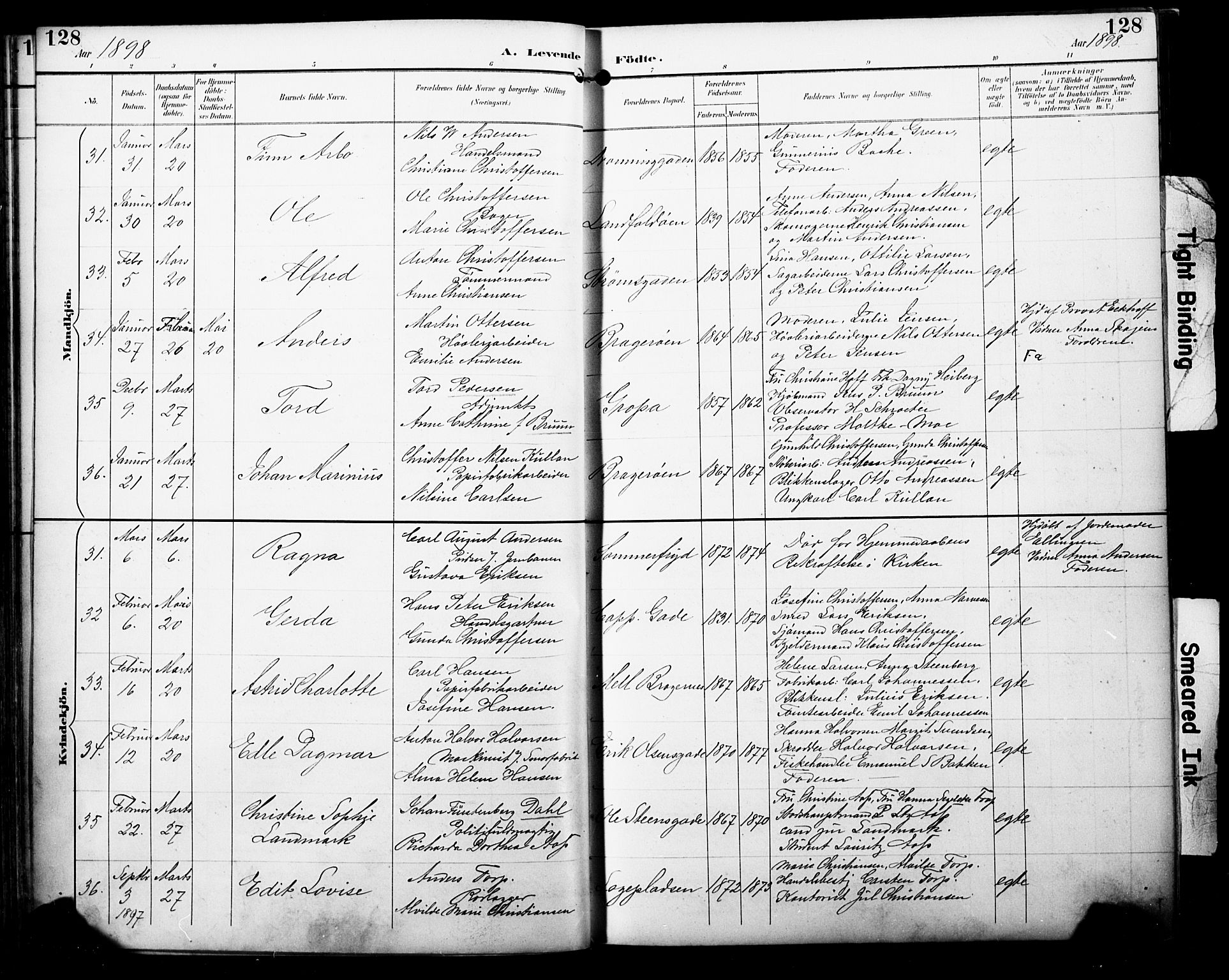 Bragernes kirkebøker, SAKO/A-6/F/Fb/L0008: Parish register (official) no. II 8, 1894-1902, p. 128