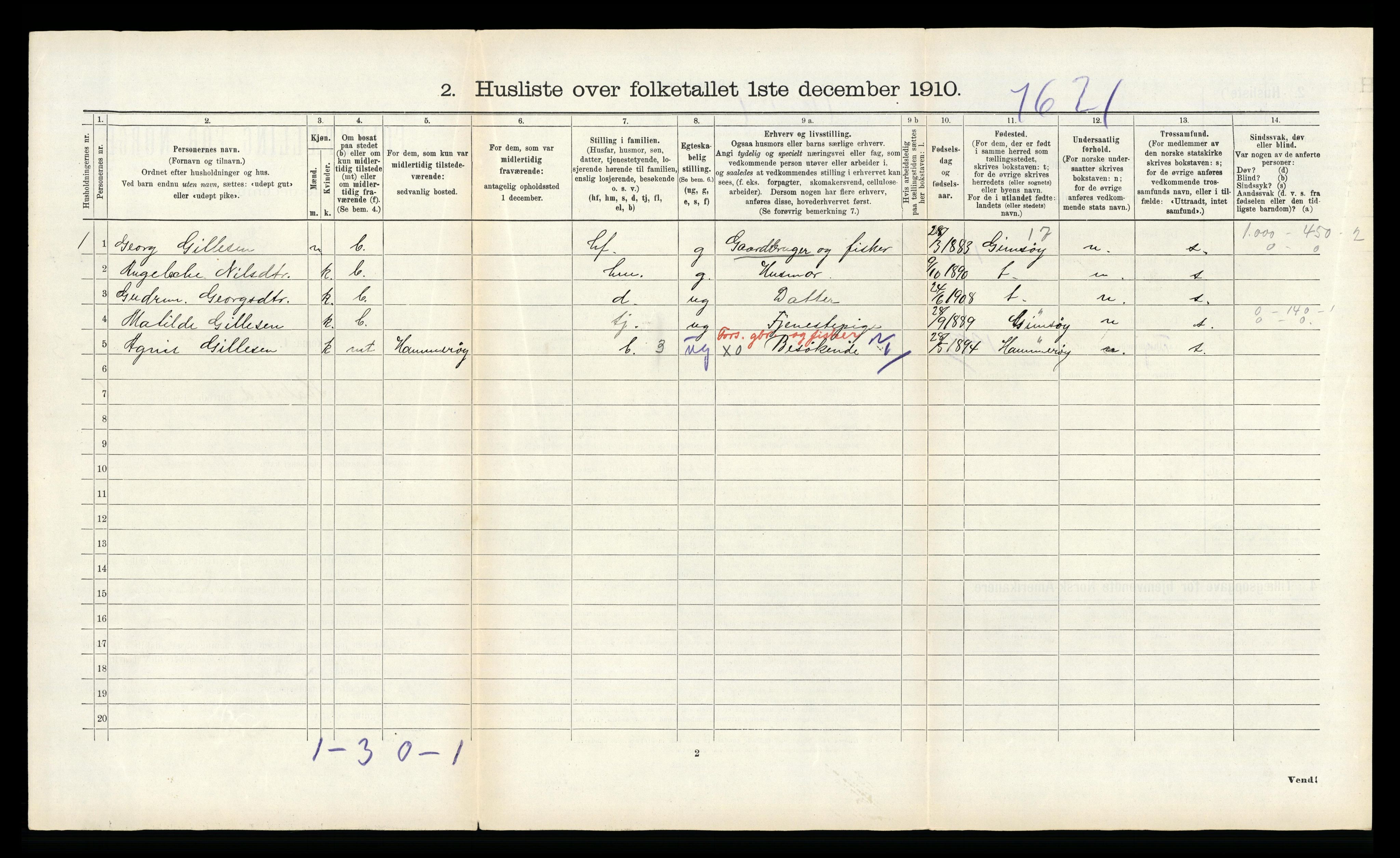 RA, 1910 census for Flakstad, 1910, p. 477