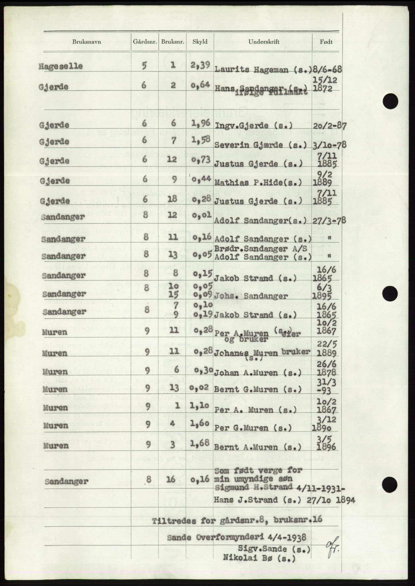 Søre Sunnmøre sorenskriveri, AV/SAT-A-4122/1/2/2C/L0066: Mortgage book no. 60, 1938-1938, Diary no: : 1329/1938