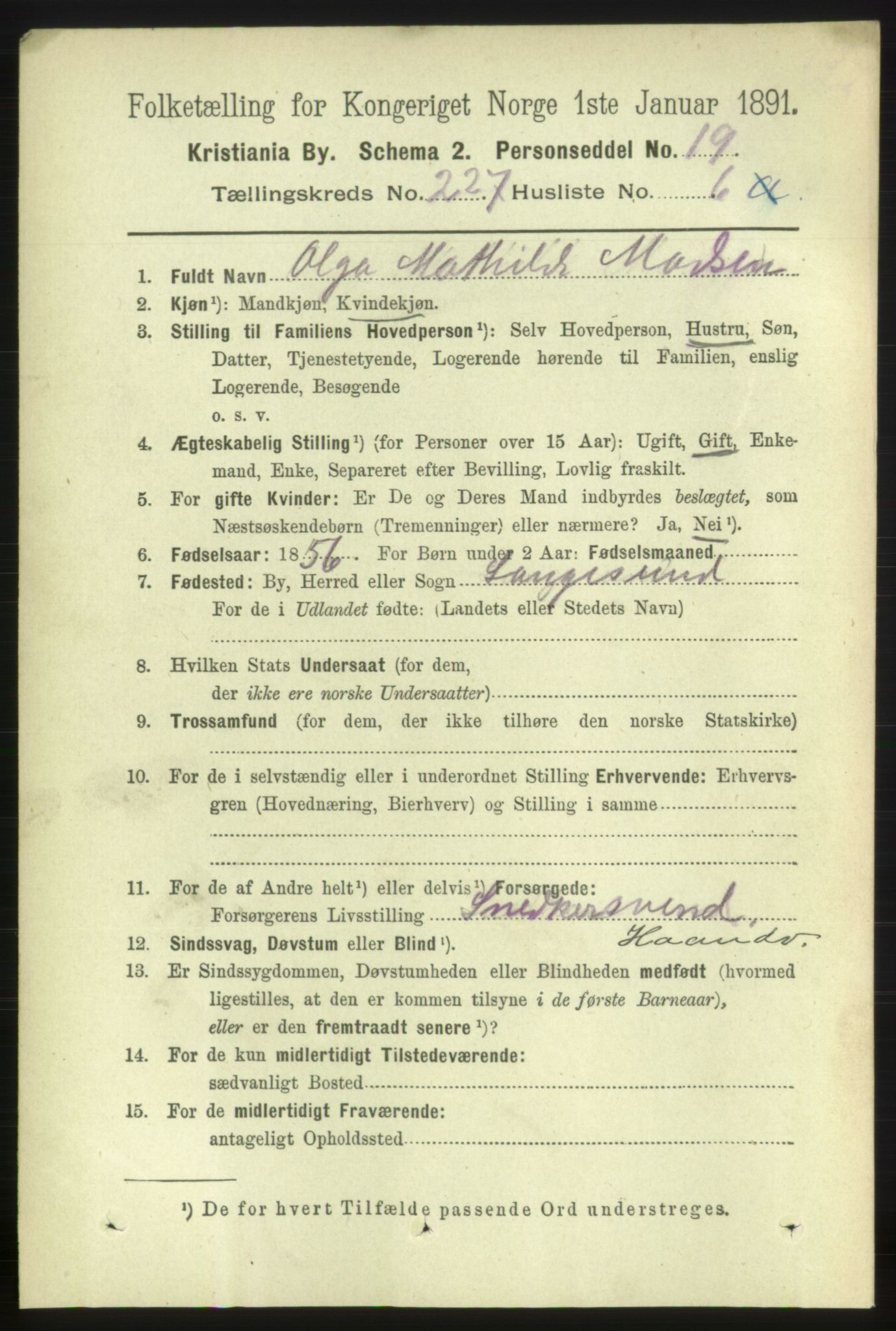 RA, 1891 census for 0301 Kristiania, 1891, p. 138699