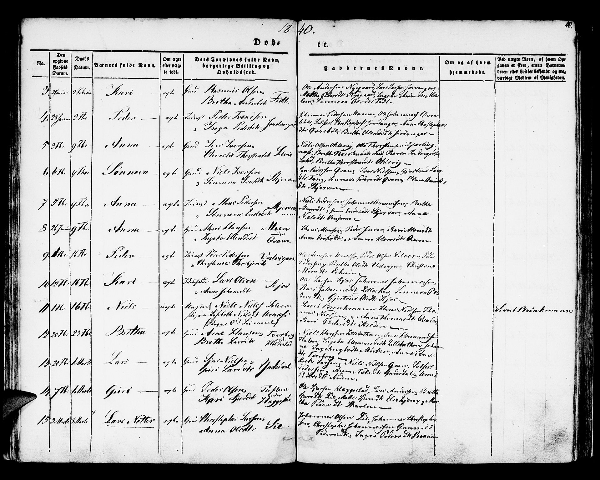 Hafslo sokneprestembete, SAB/A-80301/H/Haa/Haaa/L0005: Parish register (official) no. A 5, 1834-1852, p. 40
