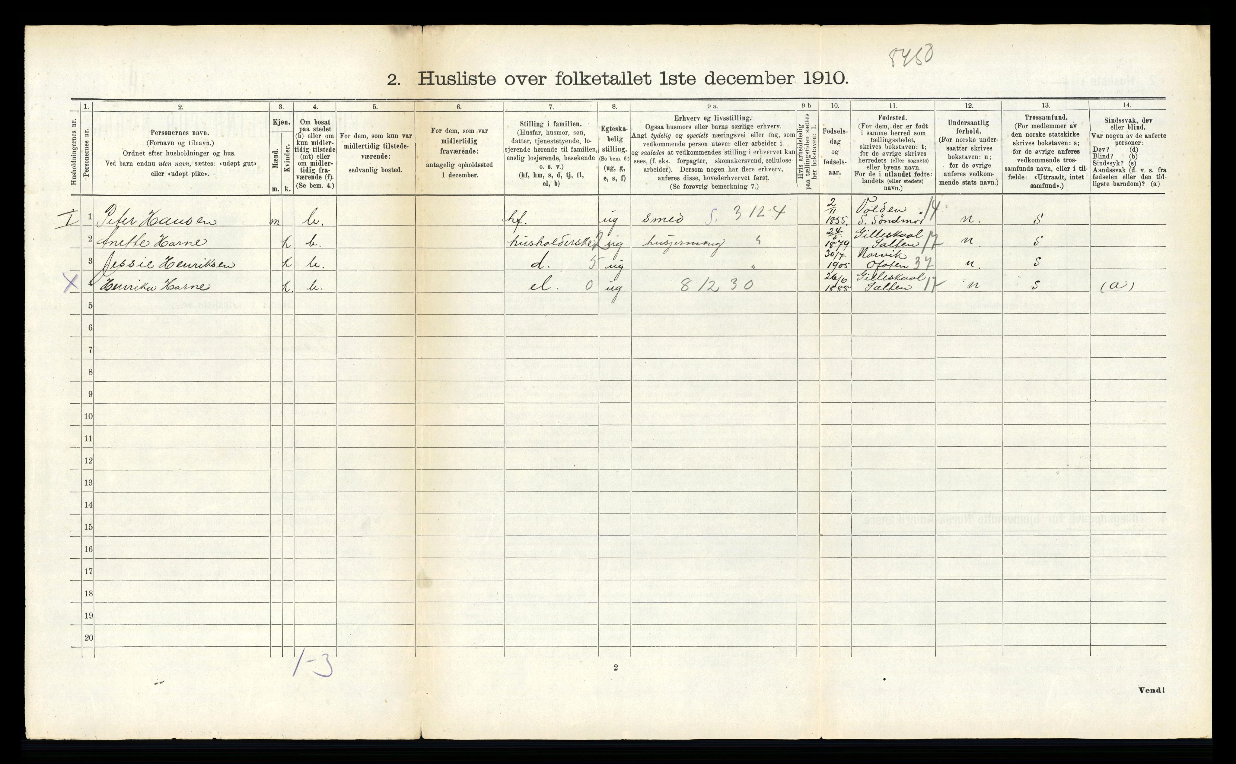 RA, 1910 census for Fauske, 1910, p. 813