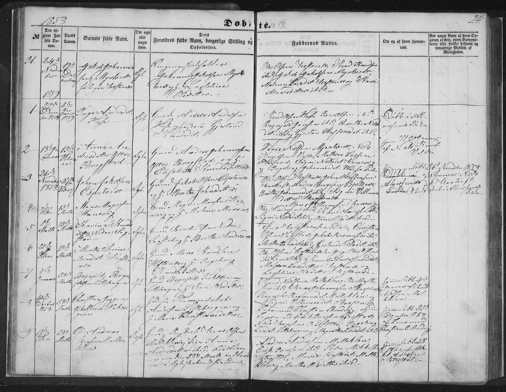 Alversund Sokneprestembete, SAB/A-73901/H/Ha/Hab: Parish register (copy) no. C 1, 1851-1866, p. 24