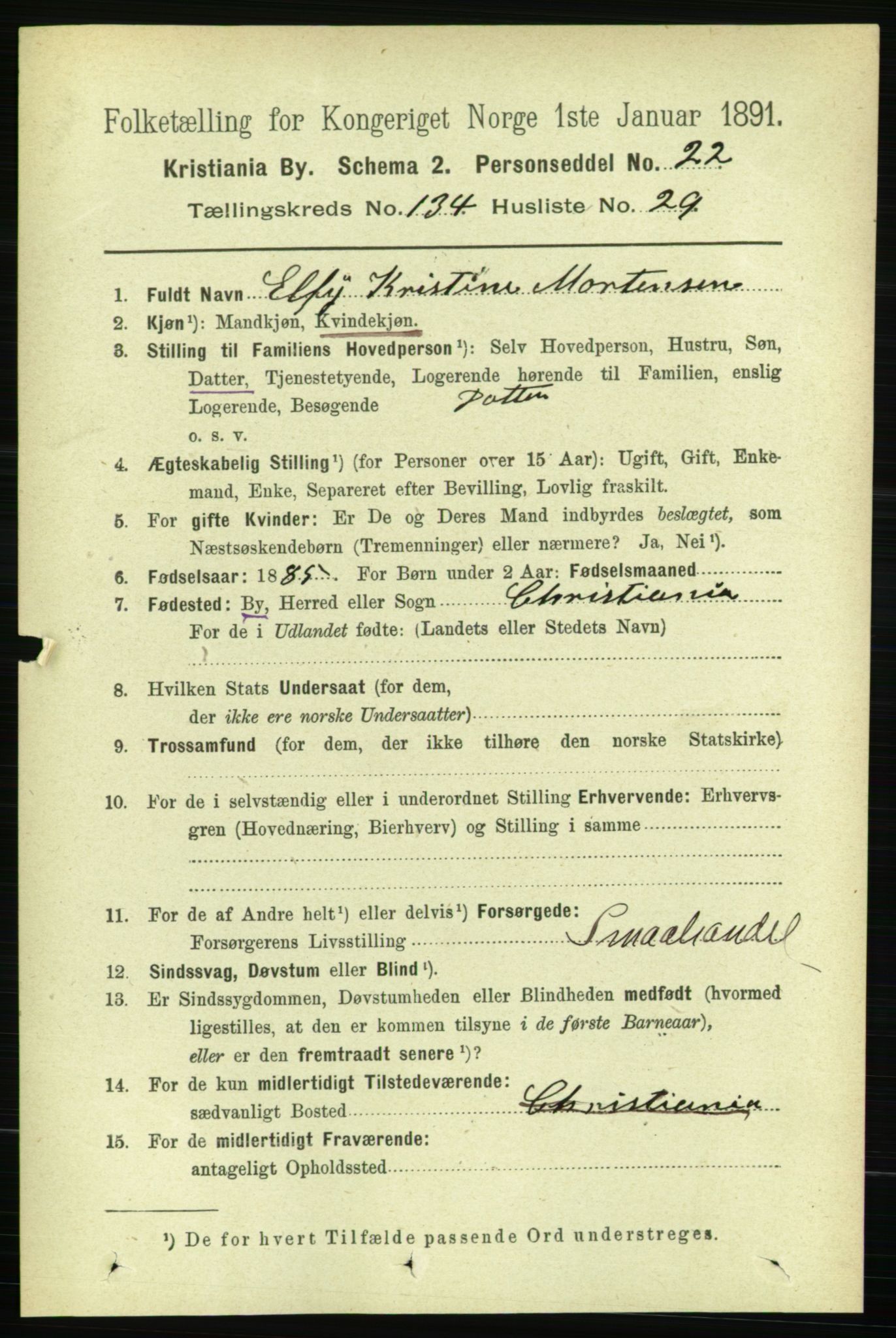 RA, 1891 census for 0301 Kristiania, 1891, p. 74075