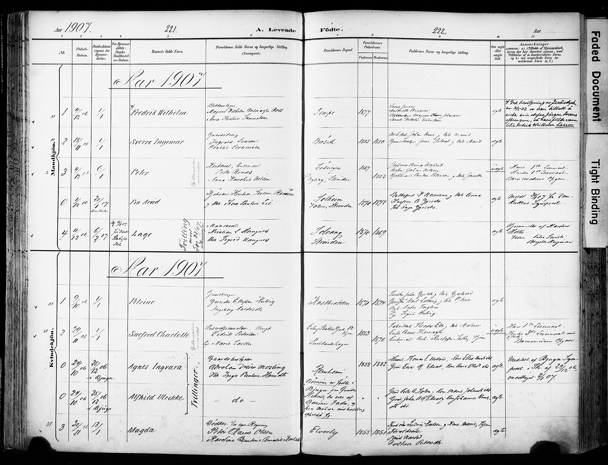 Ministerialprotokoller, klokkerbøker og fødselsregistre - Sør-Trøndelag, AV/SAT-A-1456/606/L0301: Parish register (official) no. 606A16, 1894-1907, p. 221-222