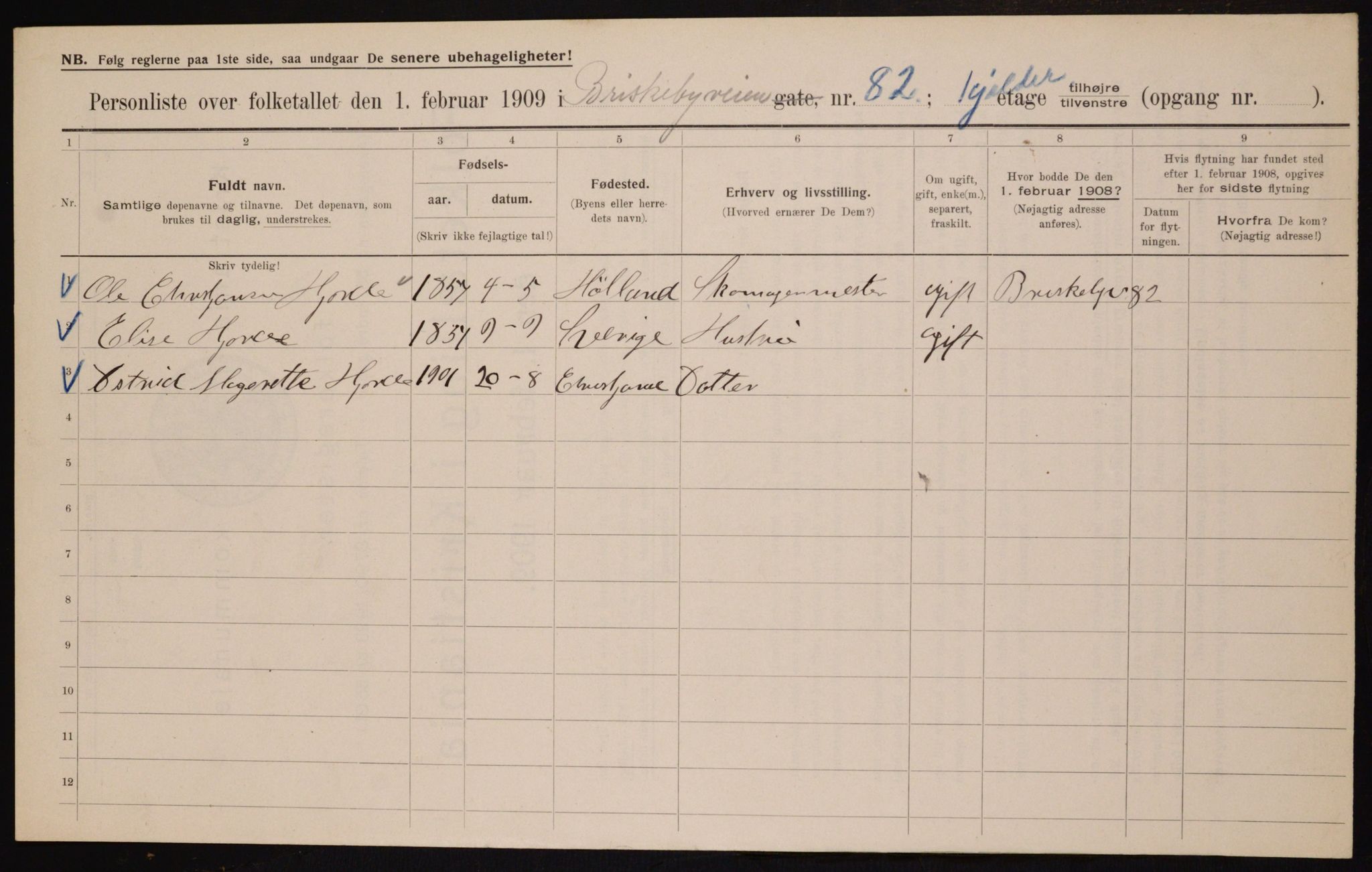 OBA, Municipal Census 1909 for Kristiania, 1909, p. 8967