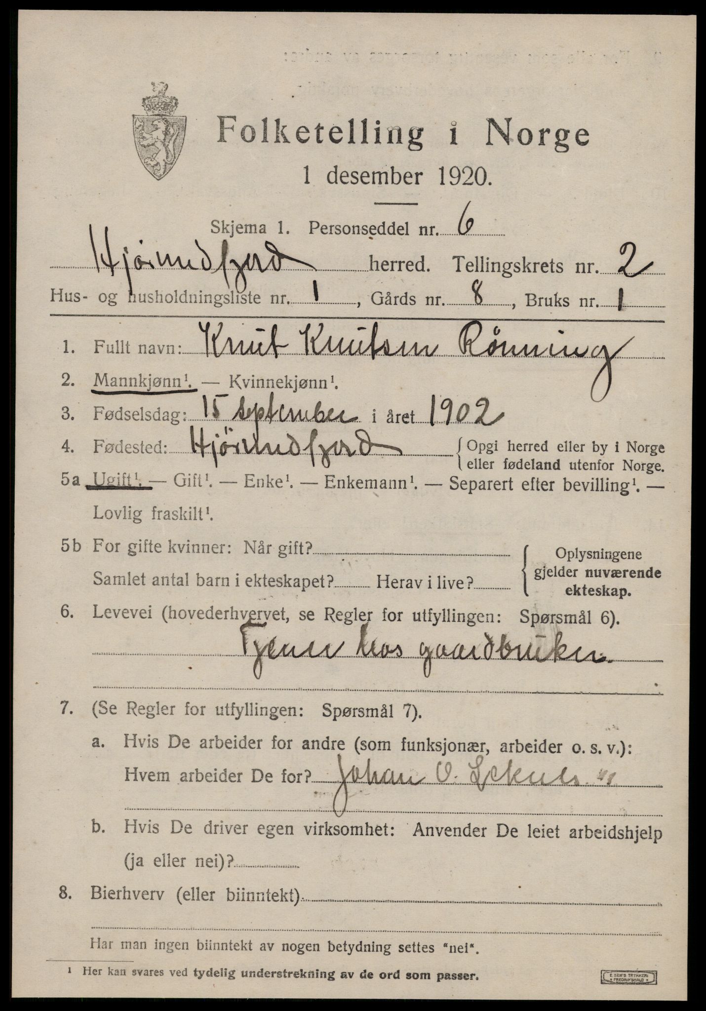 SAT, 1920 census for Hjørundfjord, 1920, p. 757