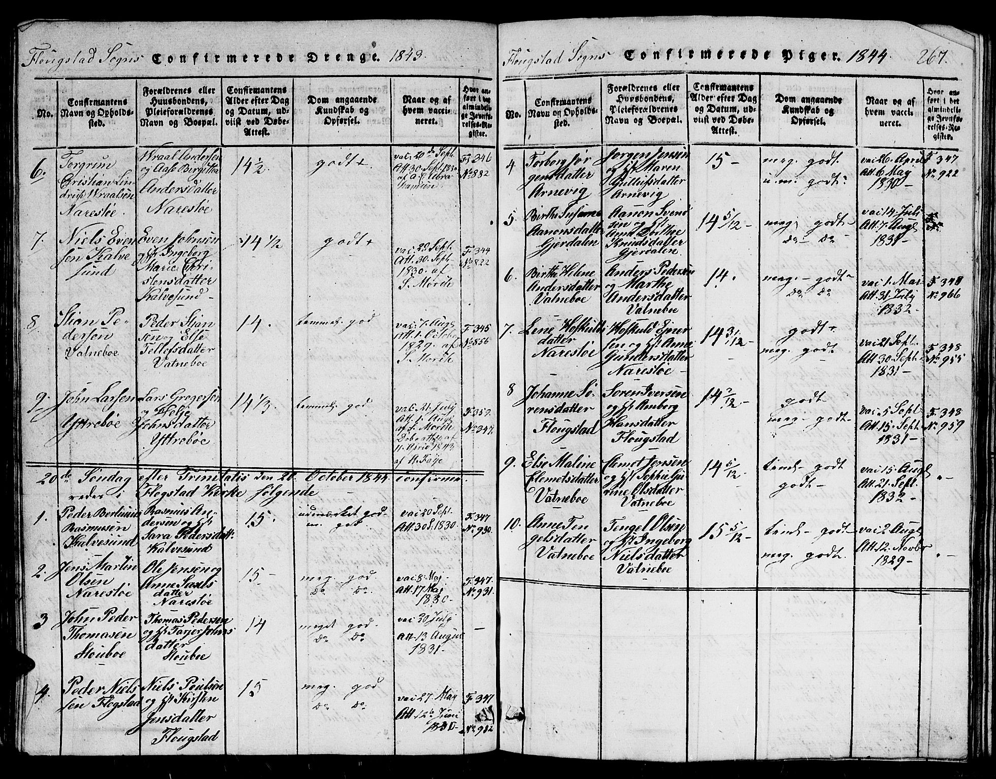 Dypvåg sokneprestkontor, AV/SAK-1111-0007/F/Fb/Fbb/L0001: Parish register (copy) no. B 1, 1816-1850, p. 267