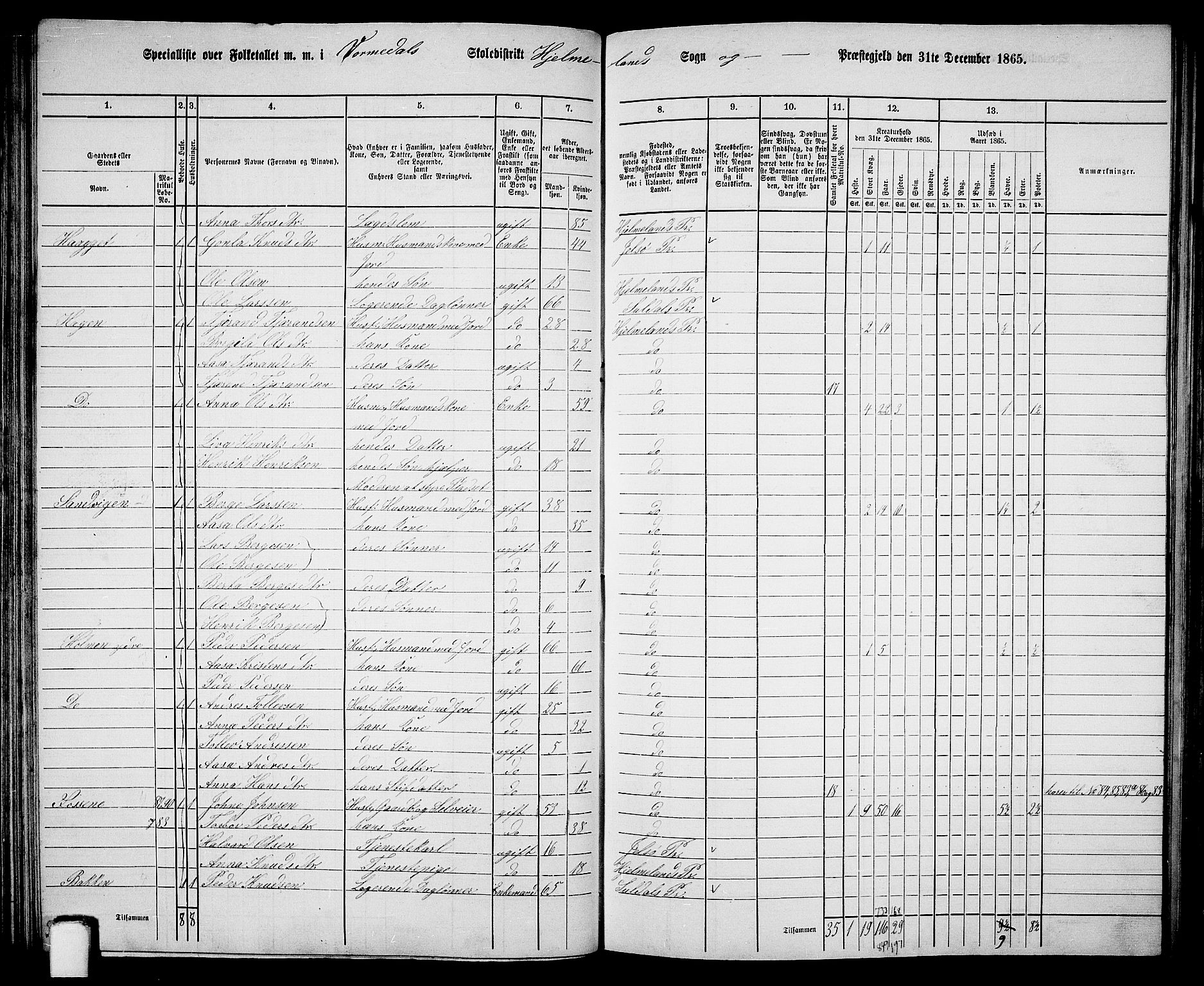 RA, 1865 census for Hjelmeland, 1865, p. 62