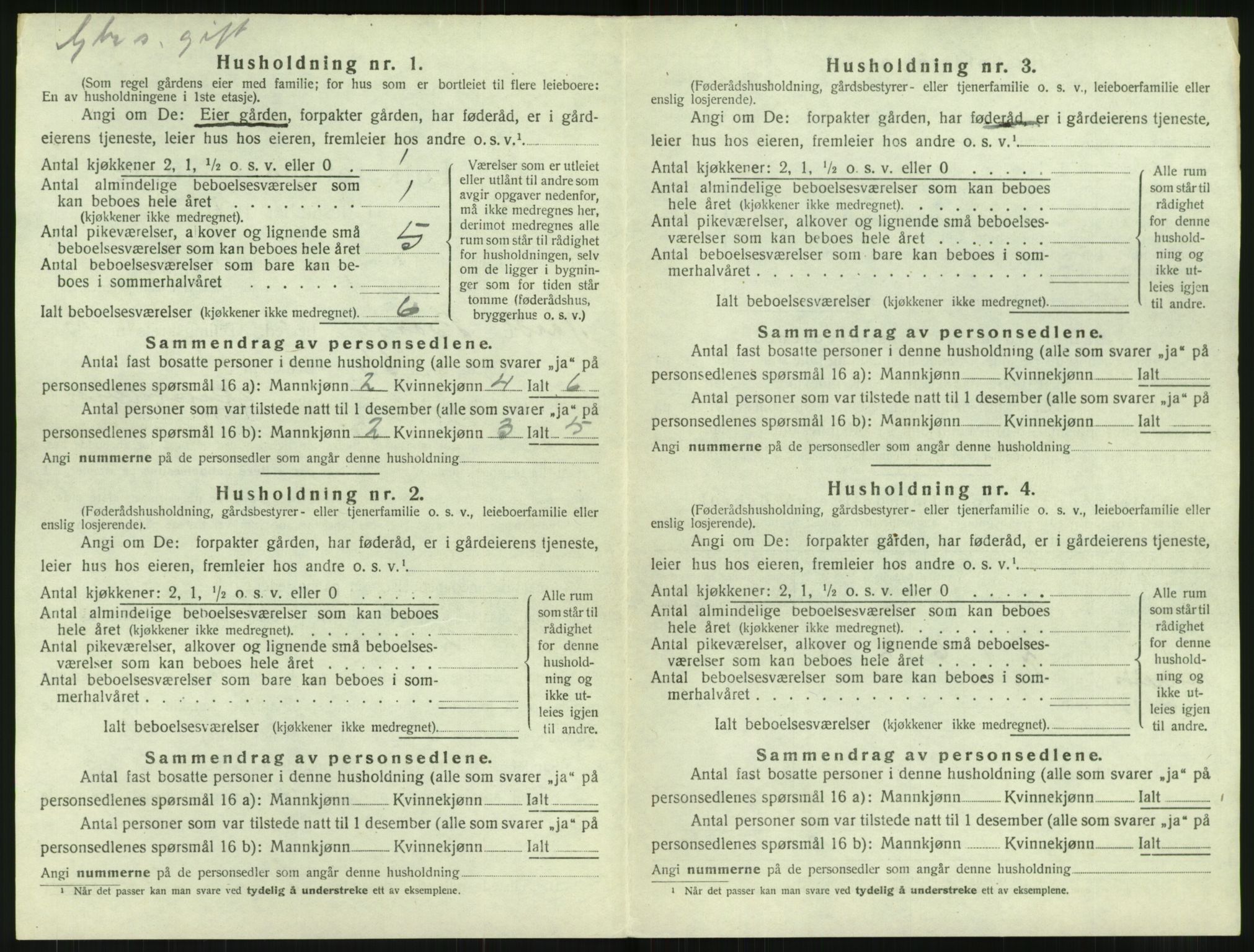 SAT, 1920 census for Borge, 1920, p. 1422