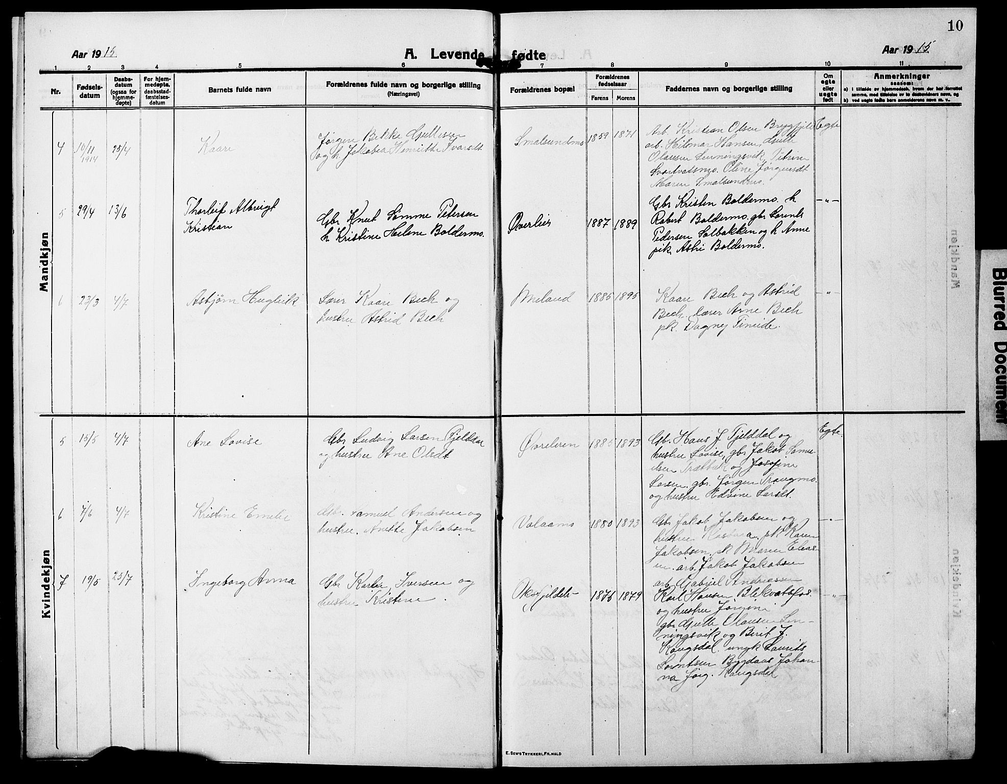 Ministerialprotokoller, klokkerbøker og fødselsregistre - Nordland, AV/SAT-A-1459/826/L0384: Parish register (copy) no. 826C04, 1914-1917, p. 10