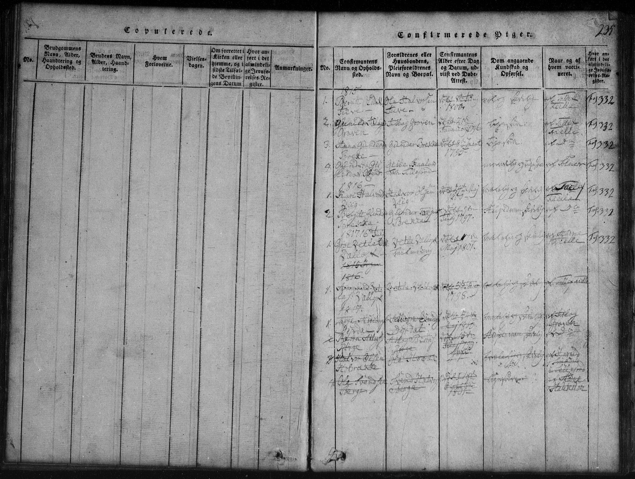 Rauland kirkebøker, SAKO/A-292/G/Gb/L0001: Parish register (copy) no. II 1, 1815-1886, p. 235