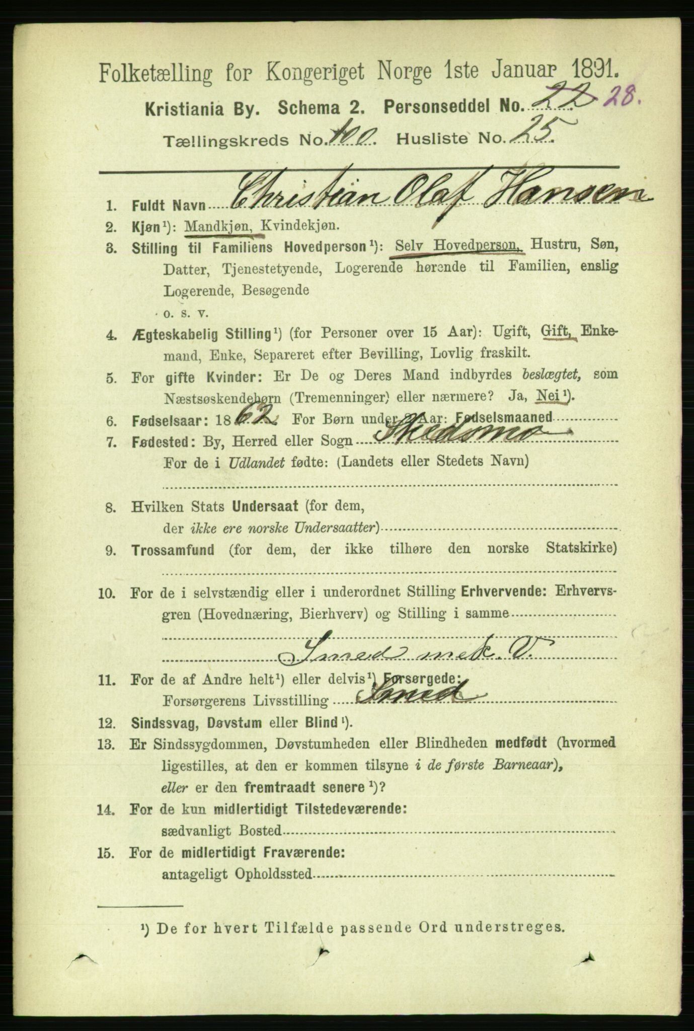 RA, 1891 census for 0301 Kristiania, 1891, p. 49952