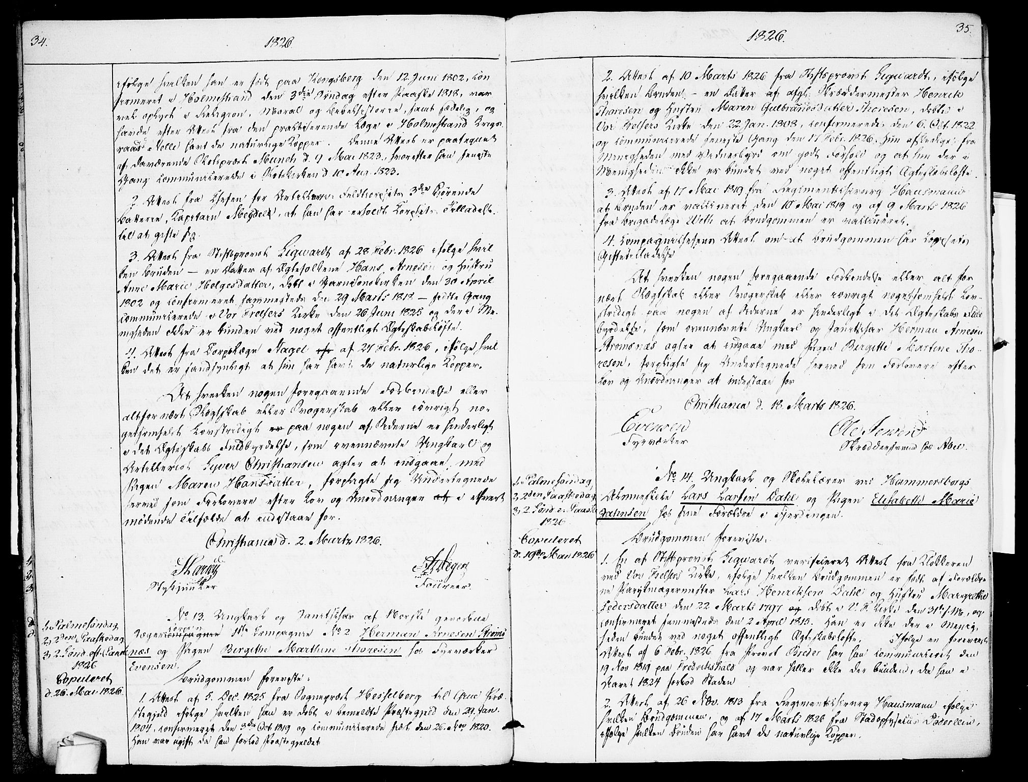 Garnisonsmenigheten Kirkebøker, AV/SAO-A-10846/H/Ha/L0001: Banns register no. I 1, 1823-1828, p. 34-35