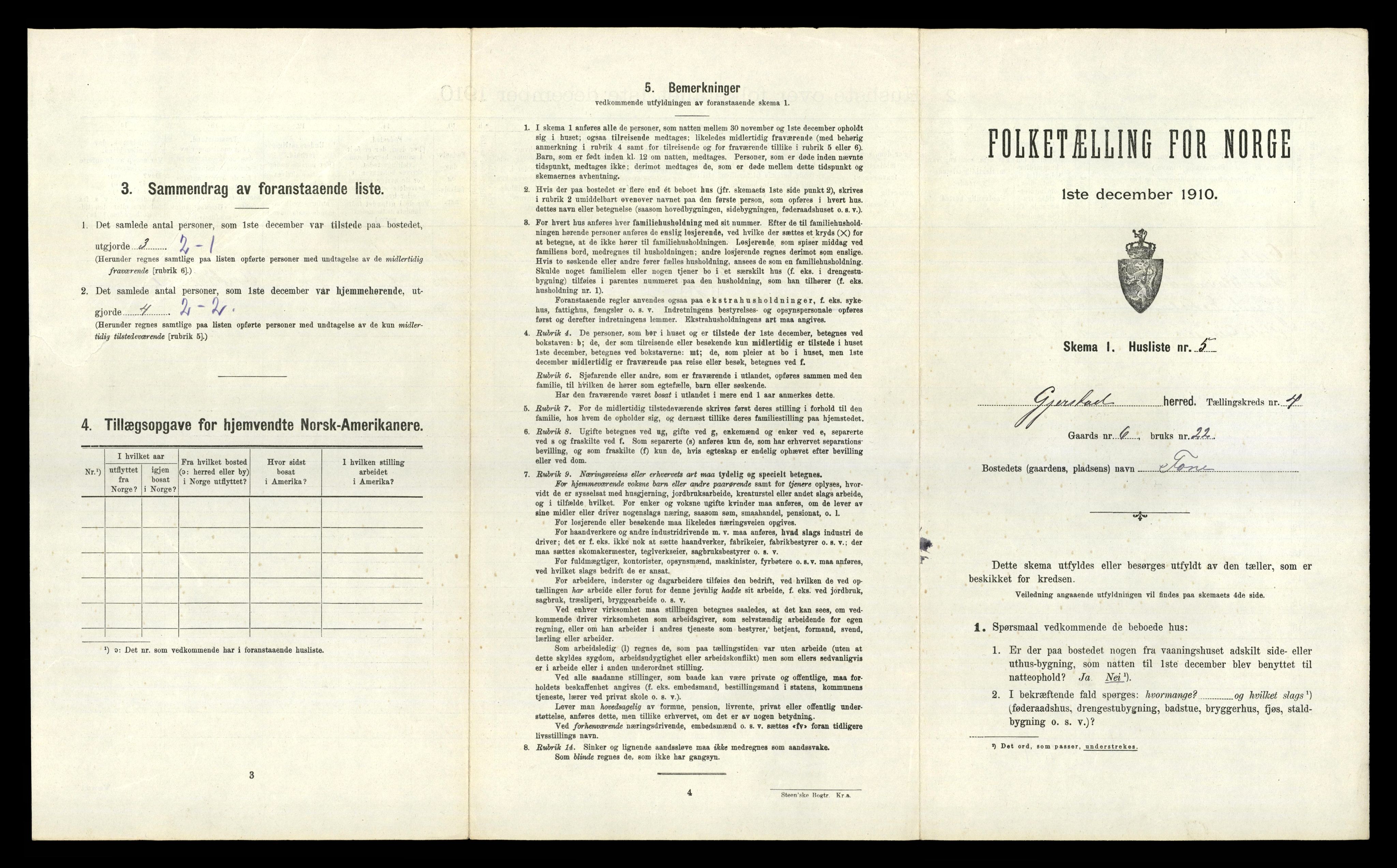 RA, 1910 census for Gjerstad, 1910, p. 235