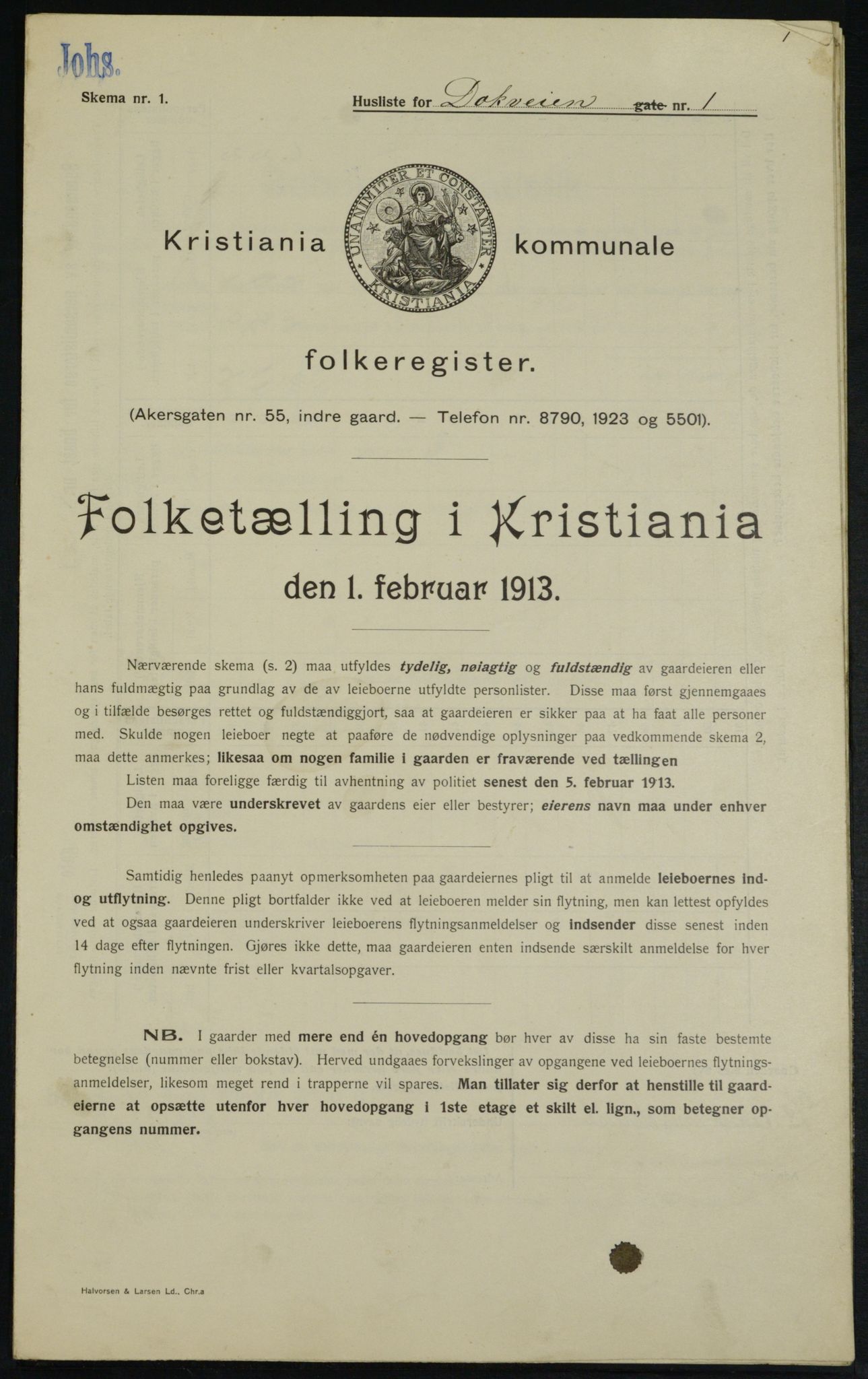 OBA, Municipal Census 1913 for Kristiania, 1913, p. 15878