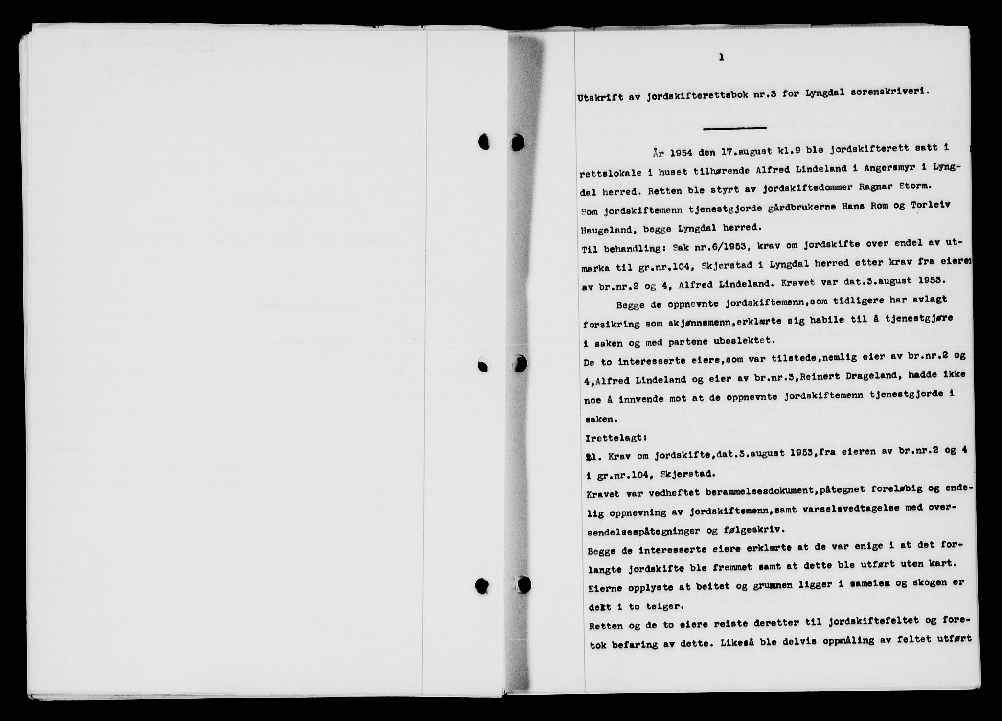 Lyngdal sorenskriveri, AV/SAK-1221-0004/G/Gb/L0670: Mortgage book no. A XVI, 1954-1954, Diary no: : 755/1954