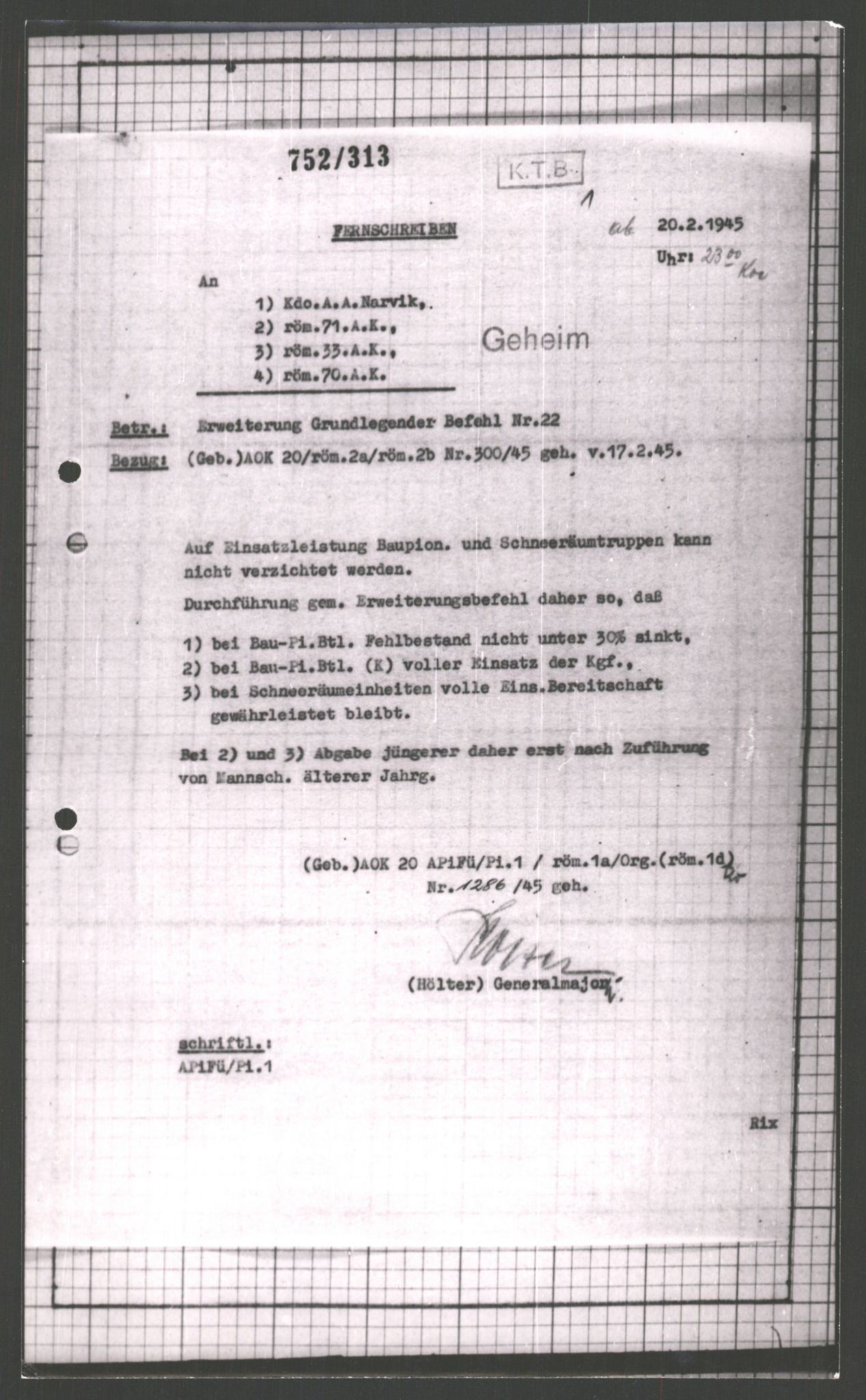 Forsvarets Overkommando. 2 kontor. Arkiv 11.4. Spredte tyske arkivsaker, AV/RA-RAFA-7031/D/Dar/Dara/L0003: Krigsdagbøker for 20. Gebirgs-Armee-Oberkommando (AOK 20), 1945, p. 176