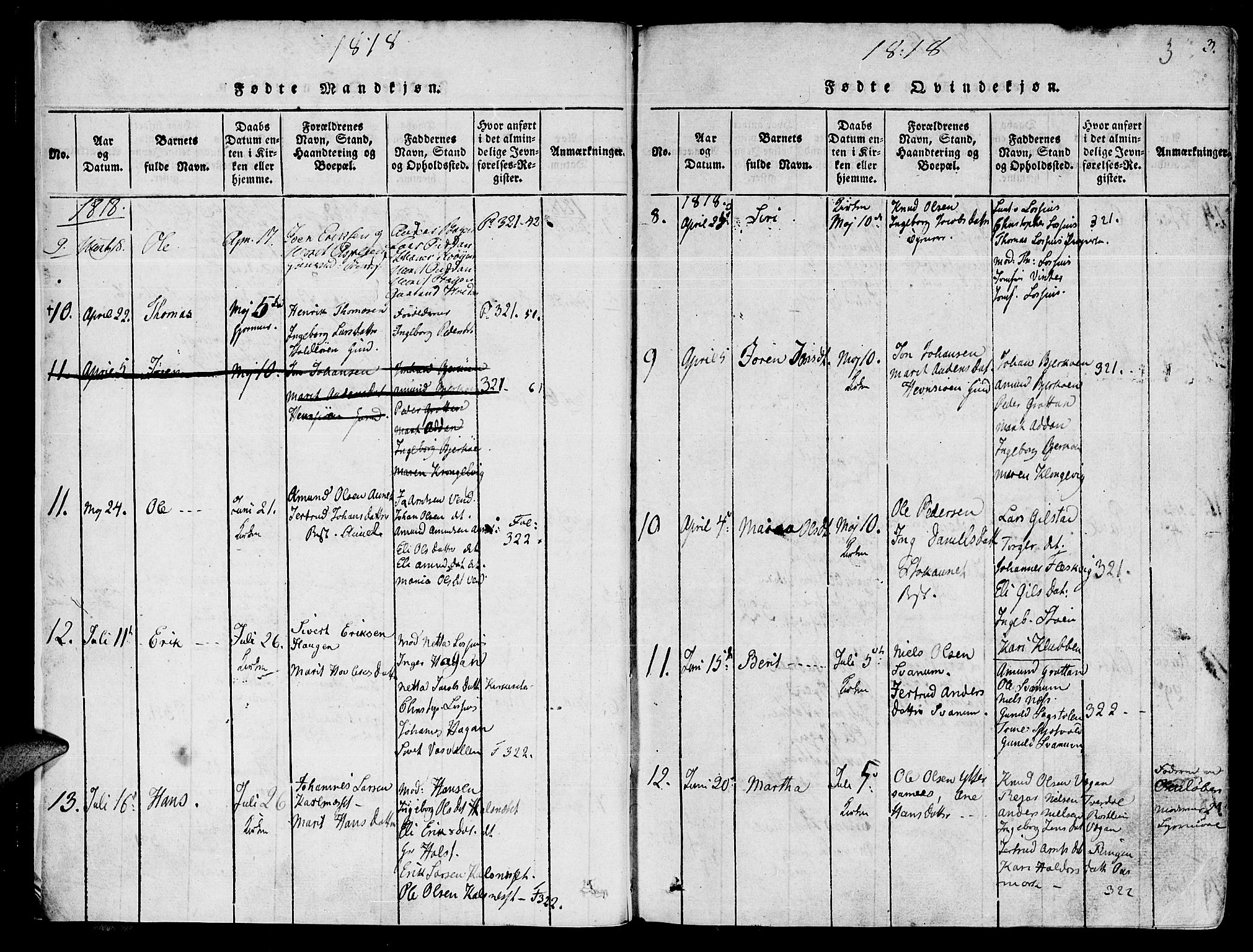 Ministerialprotokoller, klokkerbøker og fødselsregistre - Sør-Trøndelag, SAT/A-1456/630/L0491: Parish register (official) no. 630A04, 1818-1830, p. 3