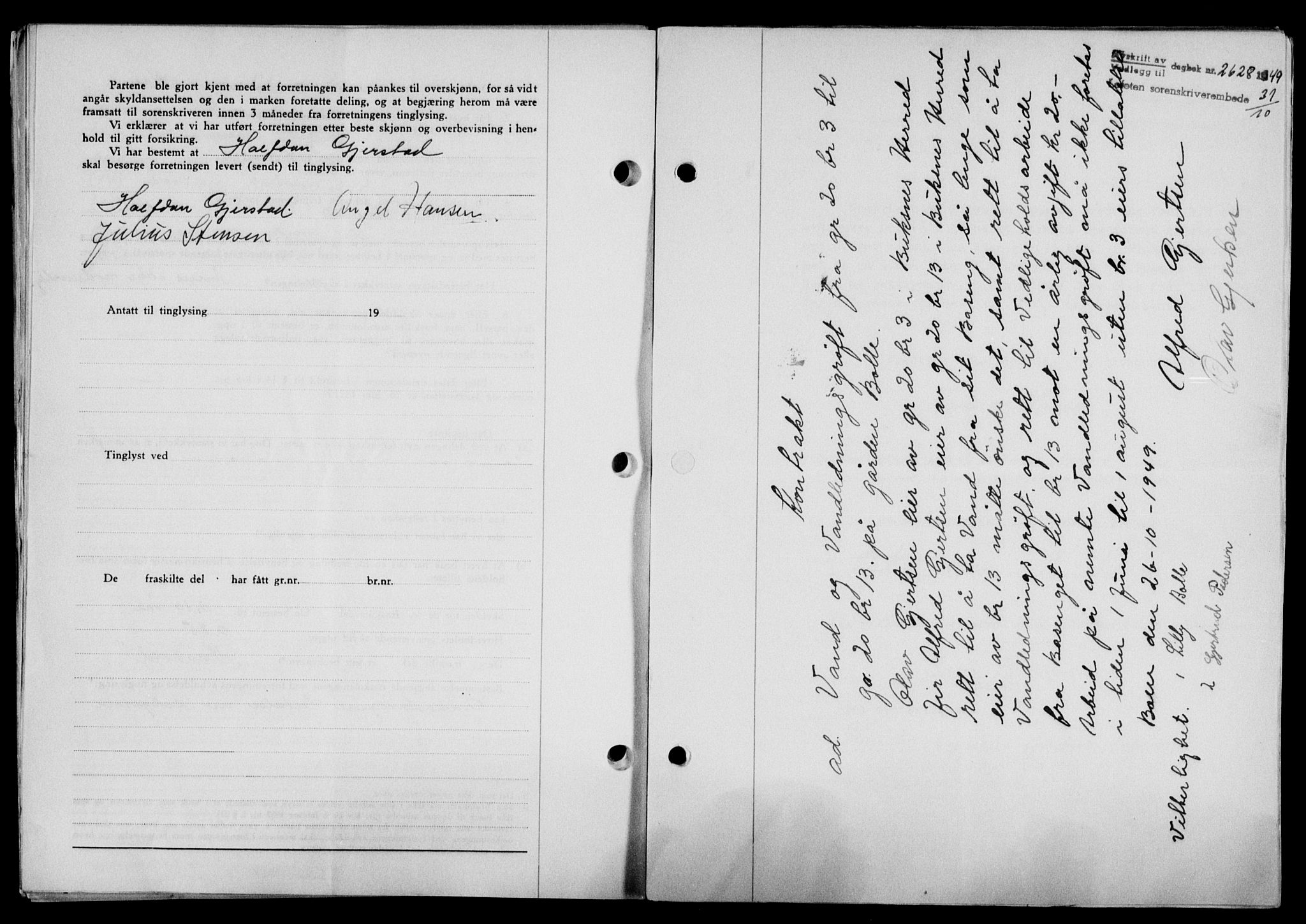 Lofoten sorenskriveri, SAT/A-0017/1/2/2C/L0022a: Mortgage book no. 22a, 1949-1950, Diary no: : 2628/1949