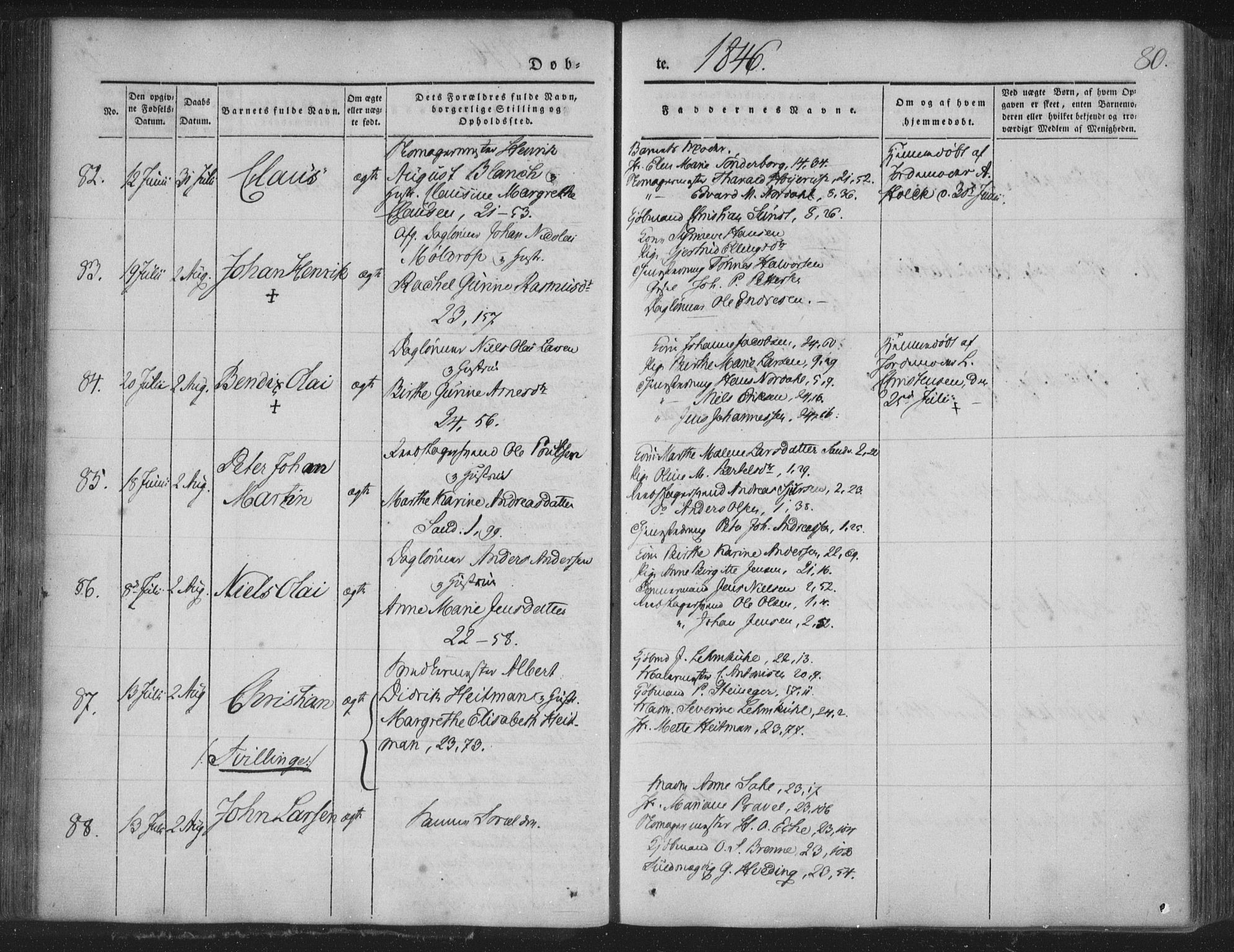 Korskirken sokneprestembete, AV/SAB-A-76101/H/Haa/L0016: Parish register (official) no. B 2, 1841-1851, p. 80