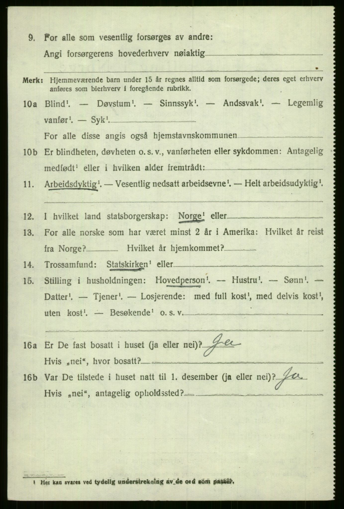 SAB, 1920 census for Voss, 1920, p. 3530