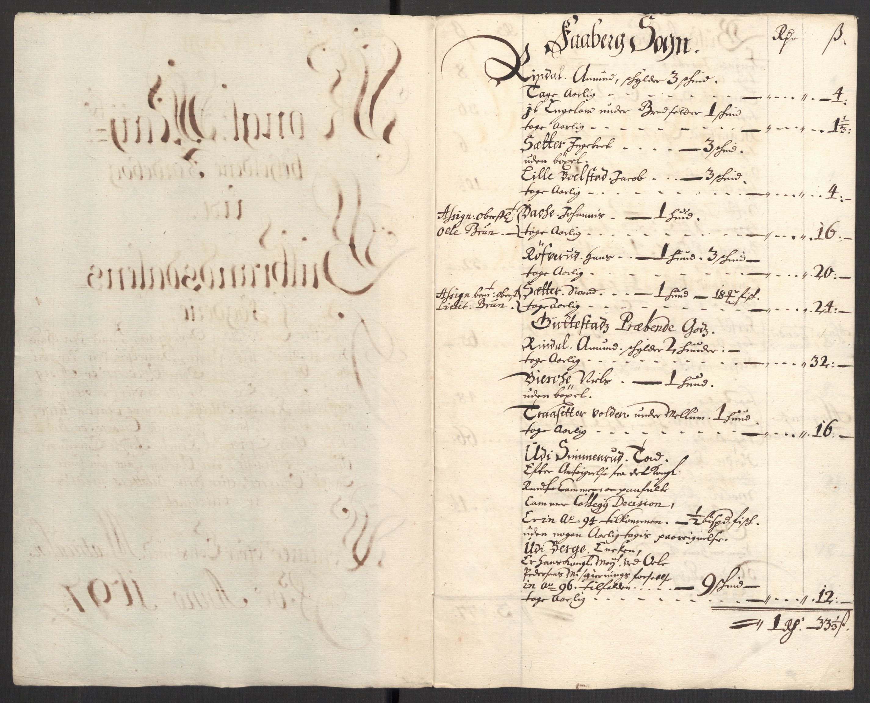 Rentekammeret inntil 1814, Reviderte regnskaper, Fogderegnskap, AV/RA-EA-4092/R17/L1170: Fogderegnskap Gudbrandsdal, 1696-1697, p. 192