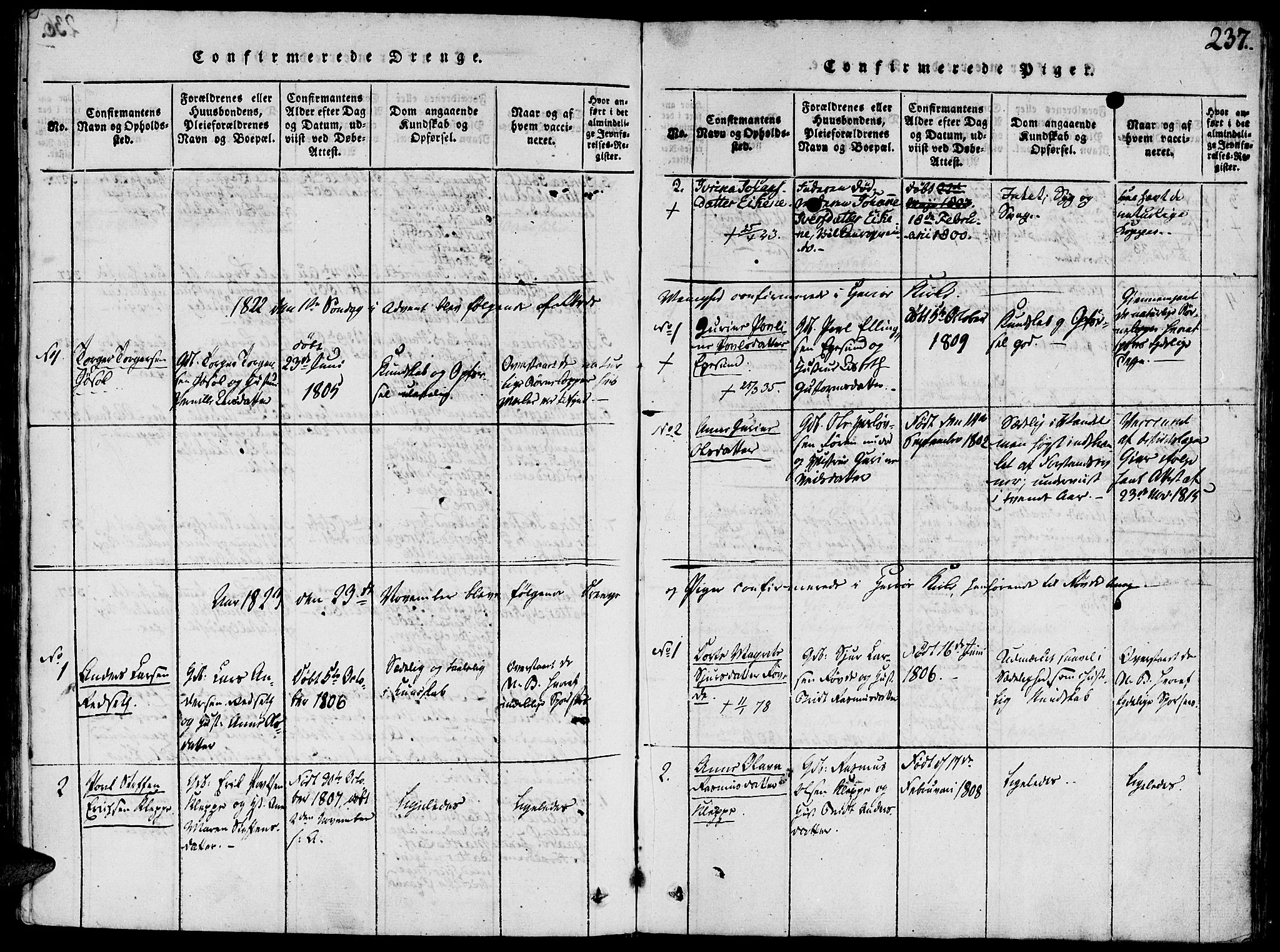 Ministerialprotokoller, klokkerbøker og fødselsregistre - Møre og Romsdal, SAT/A-1454/504/L0054: Parish register (official) no. 504A01, 1816-1861, p. 237