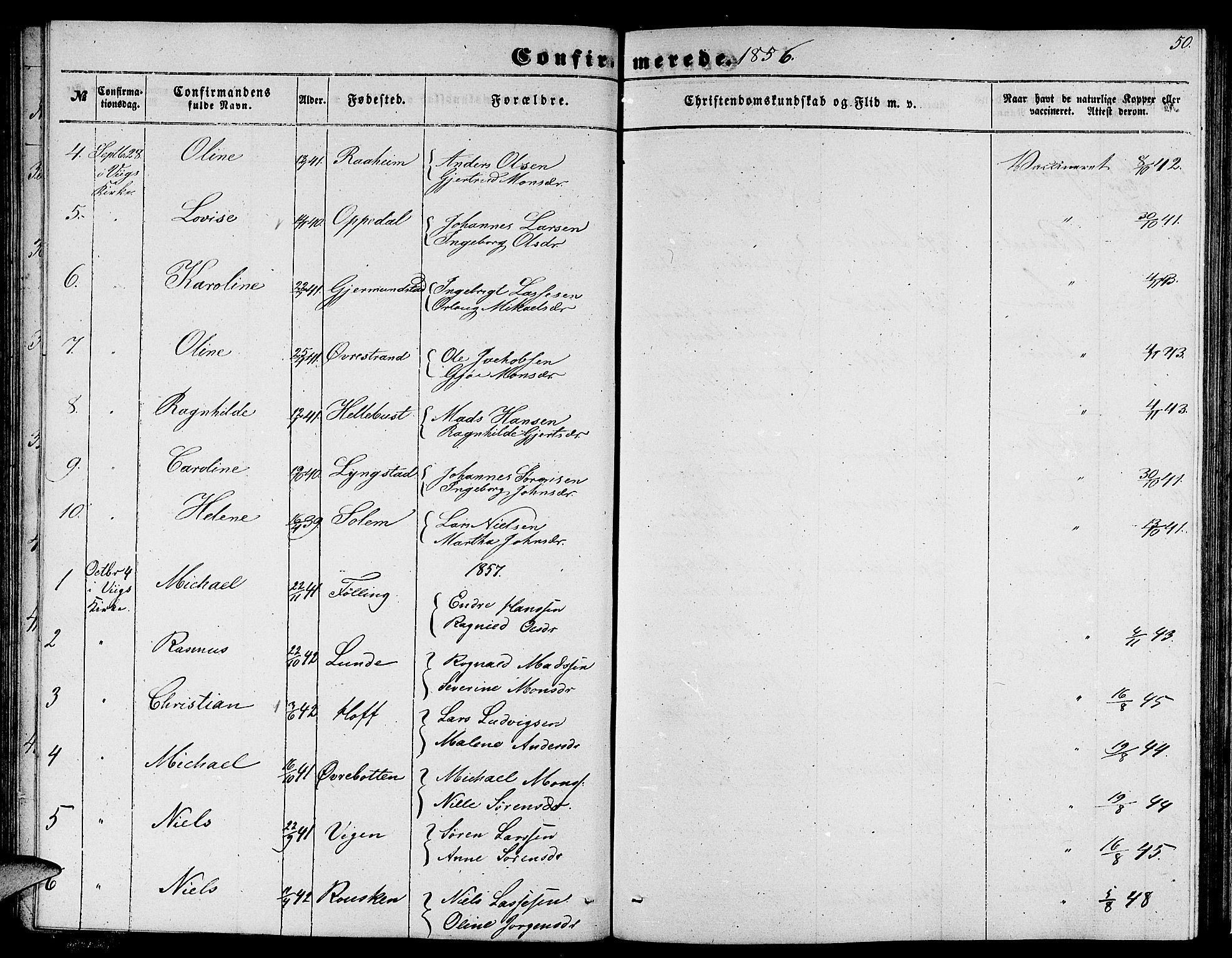 Gaular sokneprestembete, SAB/A-80001/H/Hab: Parish register (copy) no. C 1, 1853-1877, p. 50