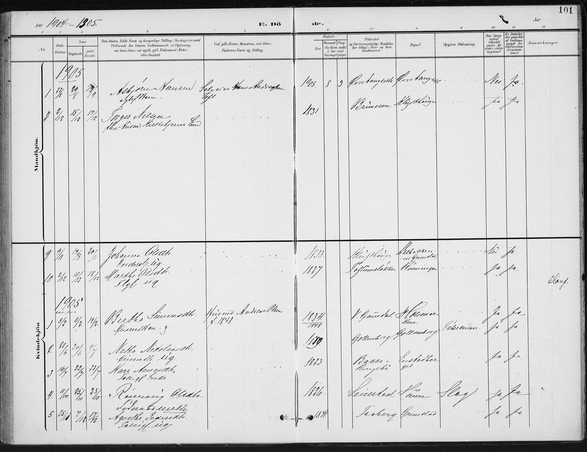 Østre Gausdal prestekontor, SAH/PREST-092/H/Ha/Haa/L0005: Parish register (official) no. 5, 1902-1920, p. 101