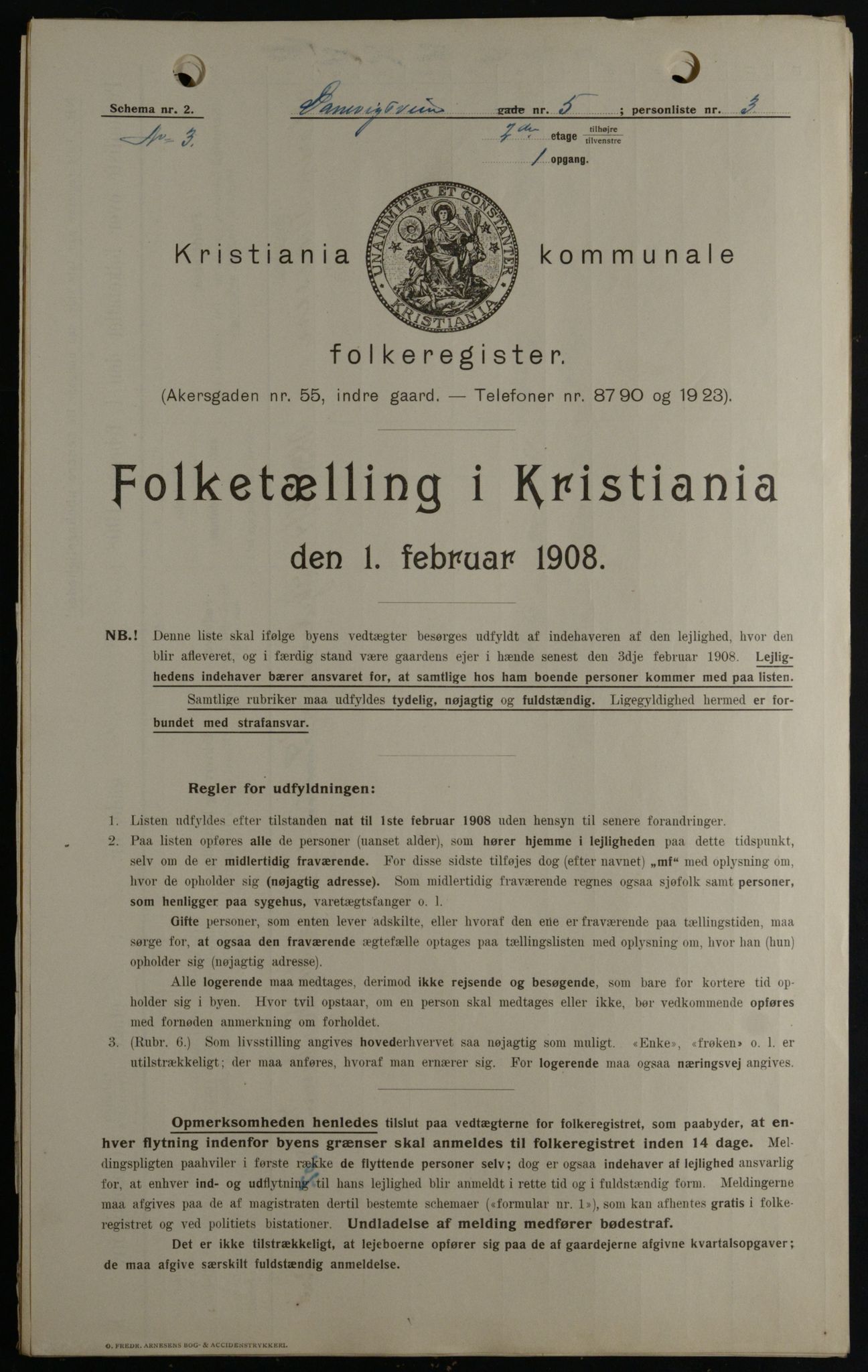 OBA, Municipal Census 1908 for Kristiania, 1908, p. 14103