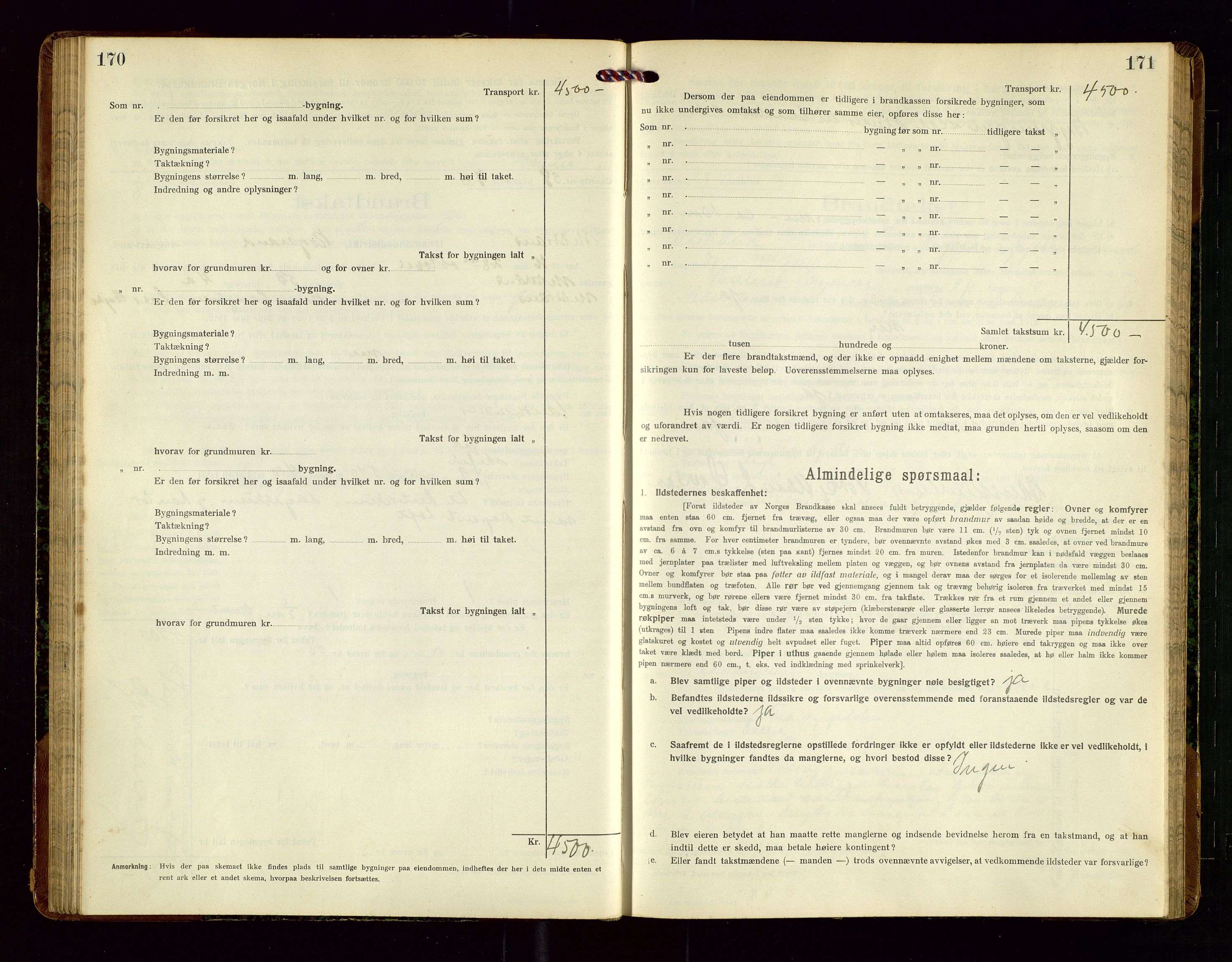 Nedstrand lensmannskontor, SAST/A-100236/Gob/L0002: "Brandtakstprotokol for Nerstrand lensmandsdistrikt Rogaland Fylke", 1916-1949, p. 170-171