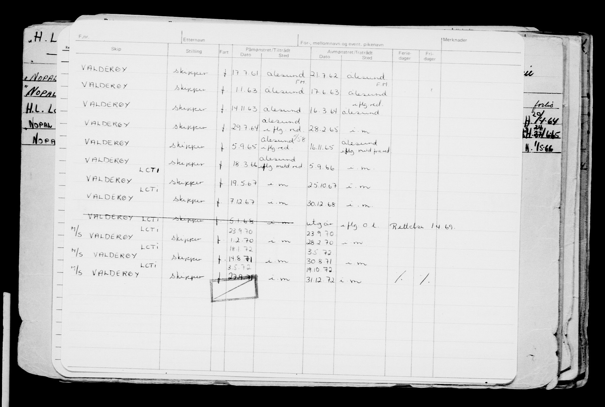 Direktoratet for sjømenn, RA/S-3545/G/Gb/L0100: Hovedkort, 1911, p. 85