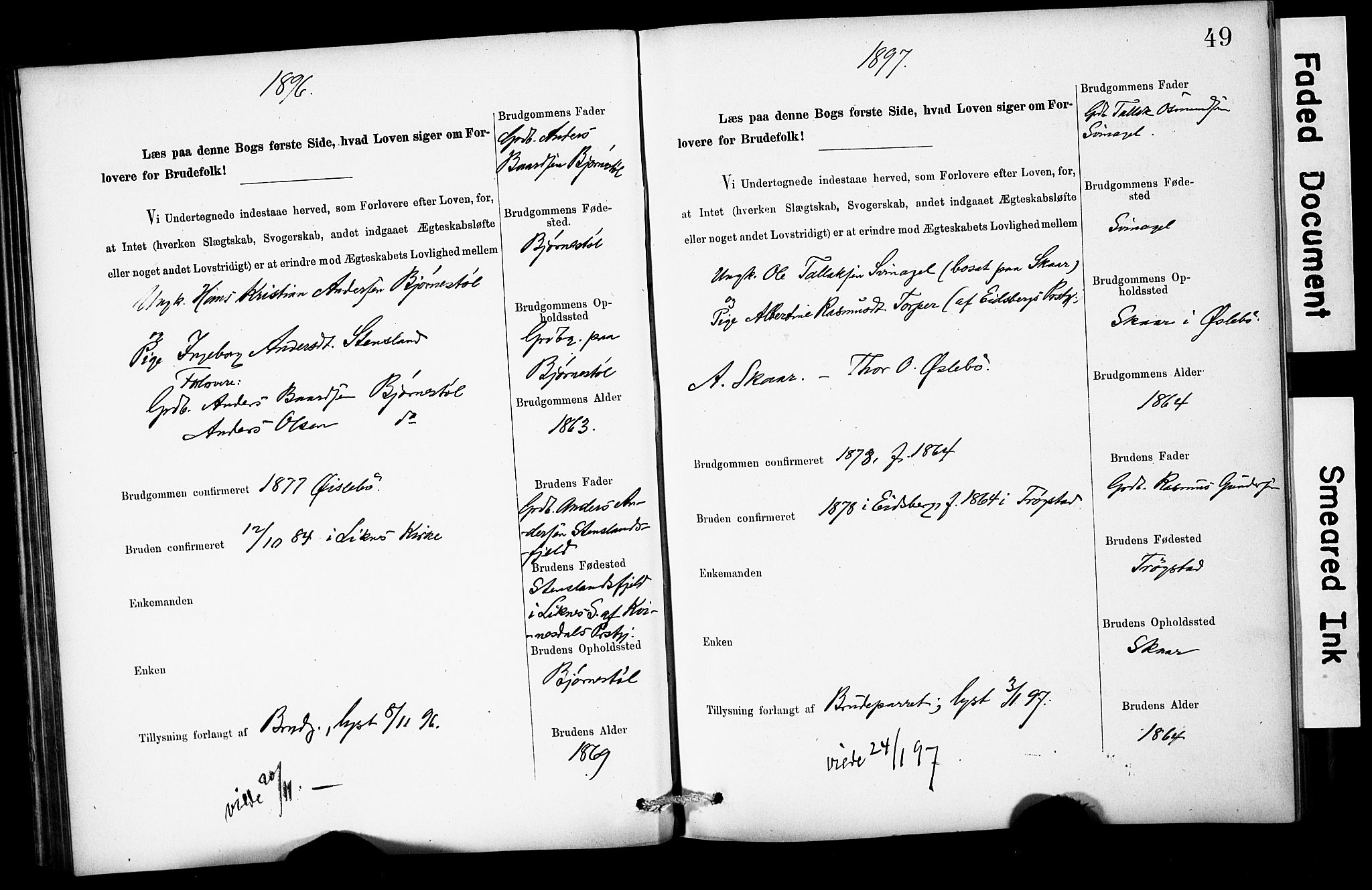 Holum sokneprestkontor, SAK/1111-0022/F/Fe/L0004: Banns register no. II 5 4, 1890-1914, p. 49