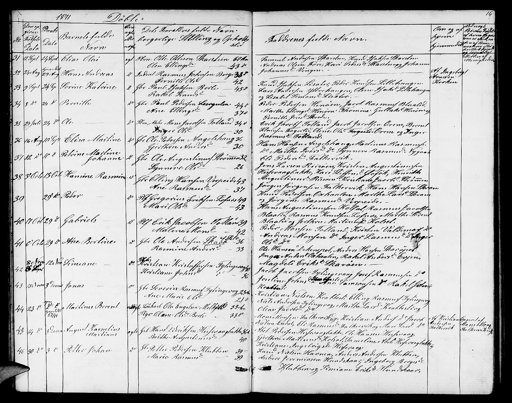 Davik sokneprestembete, AV/SAB-A-79701/H/Hab/Habc/L0001: Parish register (copy) no. C 1, 1866-1888, p. 16