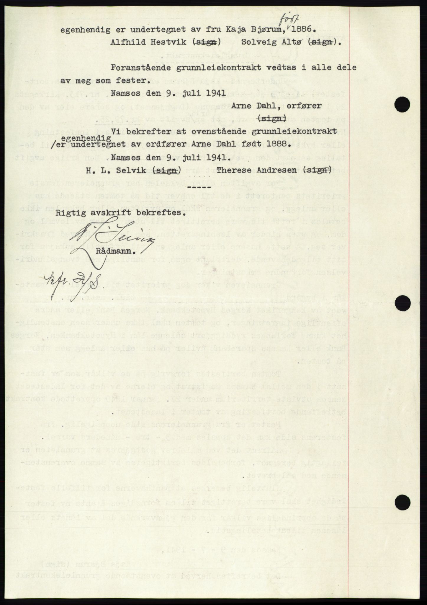 Namdal sorenskriveri, SAT/A-4133/1/2/2C: Mortgage book no. -, 1941-1942, Diary no: : 292/1942