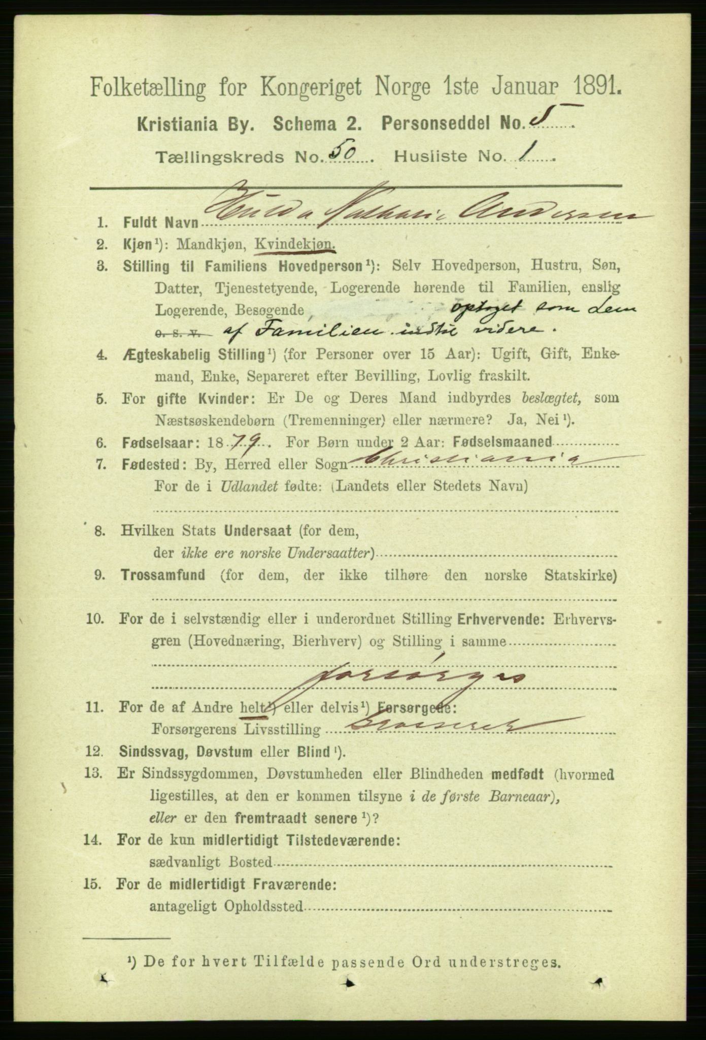 RA, 1891 census for 0301 Kristiania, 1891, p. 28984