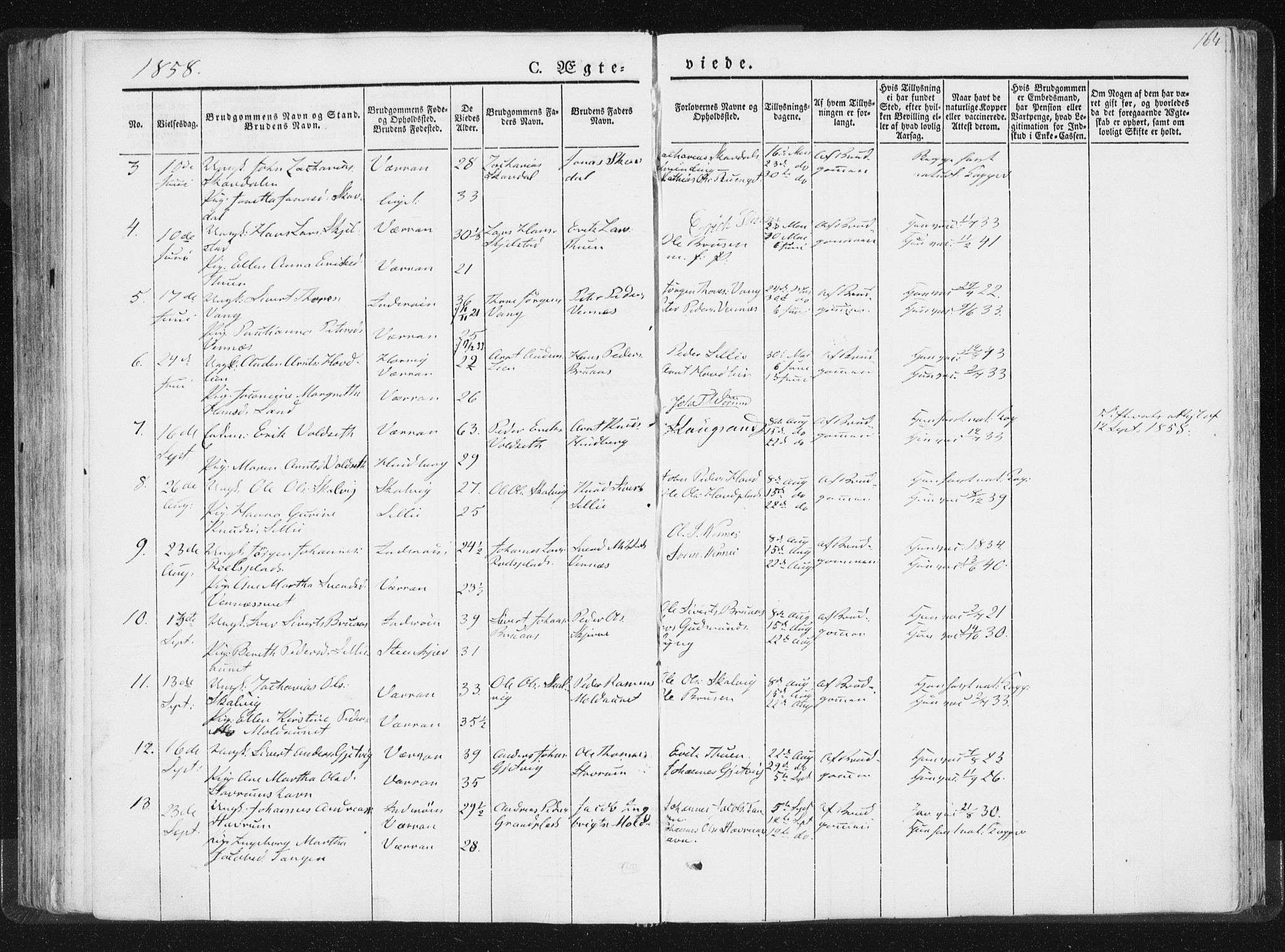 Ministerialprotokoller, klokkerbøker og fødselsregistre - Nord-Trøndelag, SAT/A-1458/744/L0418: Parish register (official) no. 744A02, 1843-1866, p. 164
