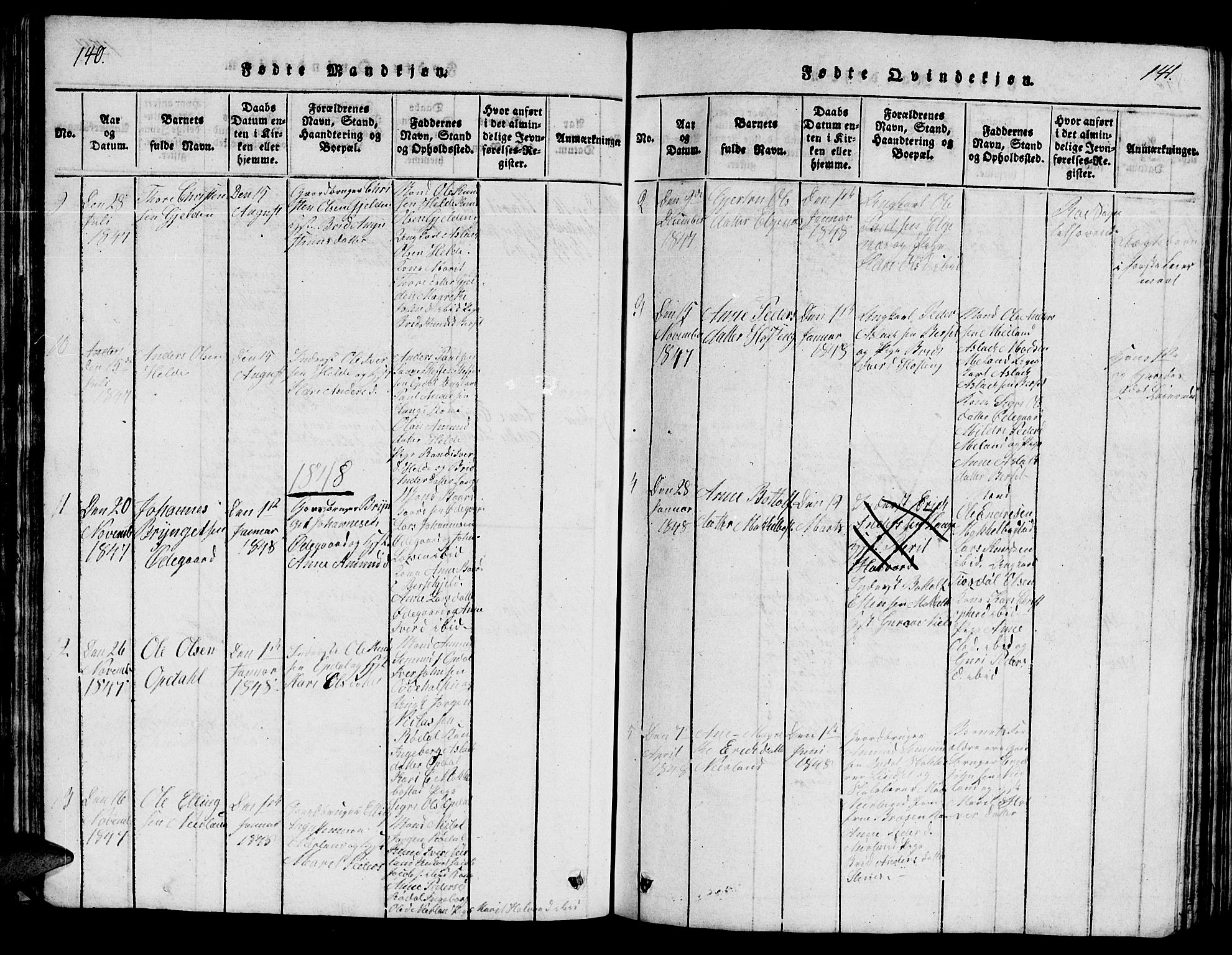 Ministerialprotokoller, klokkerbøker og fødselsregistre - Møre og Romsdal, AV/SAT-A-1454/554/L0644: Parish register (copy) no. 554C01, 1818-1851, p. 140-141