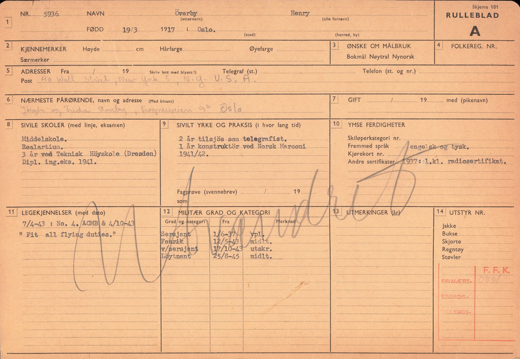 Forsvaret, Forsvarets overkommando/Luftforsvarsstaben, AV/RA-RAFA-4079/P/Pa/L0052: Personellpapirer, 1917, p. 558