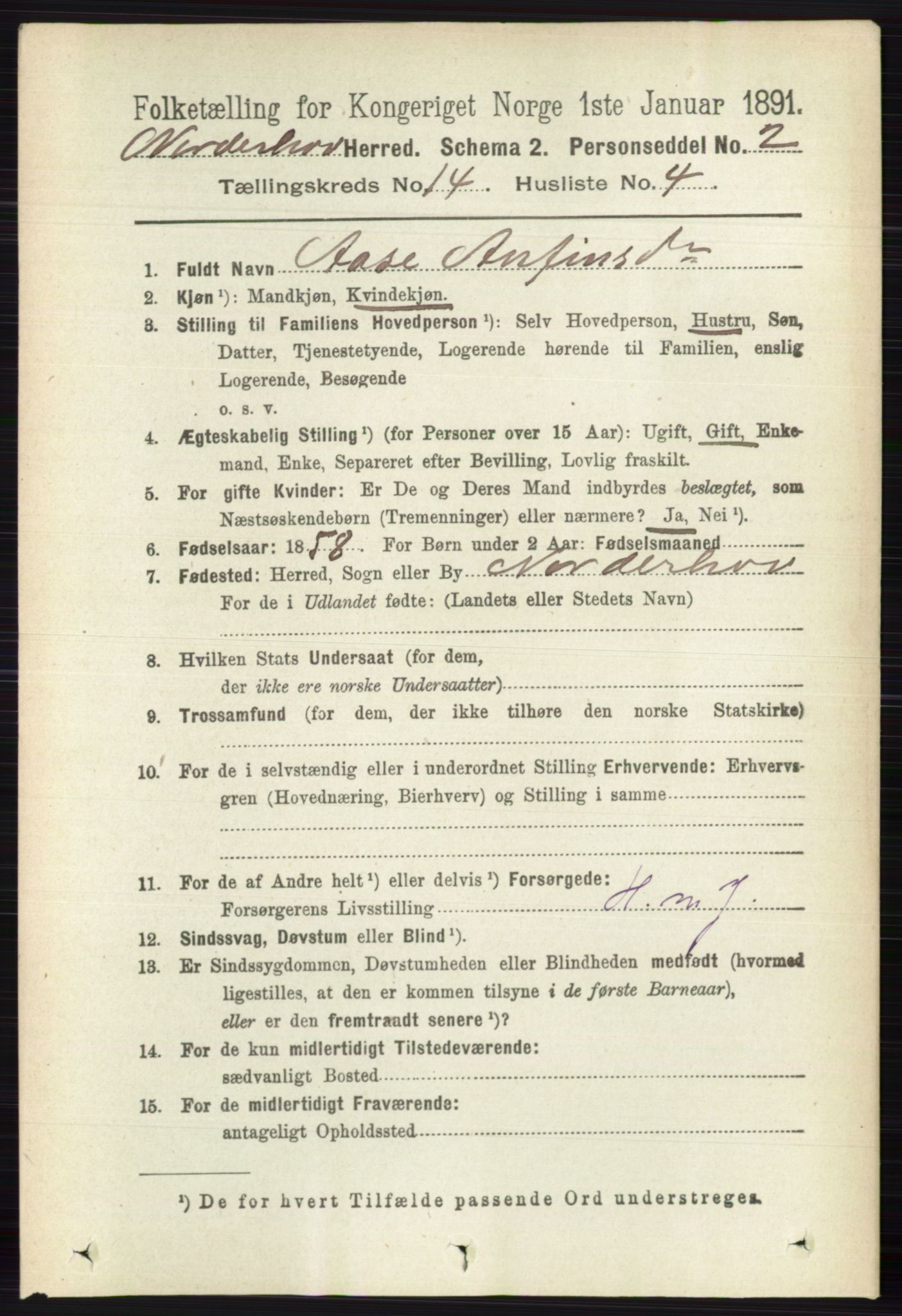 RA, 1891 census for 0613 Norderhov, 1891, p. 9347