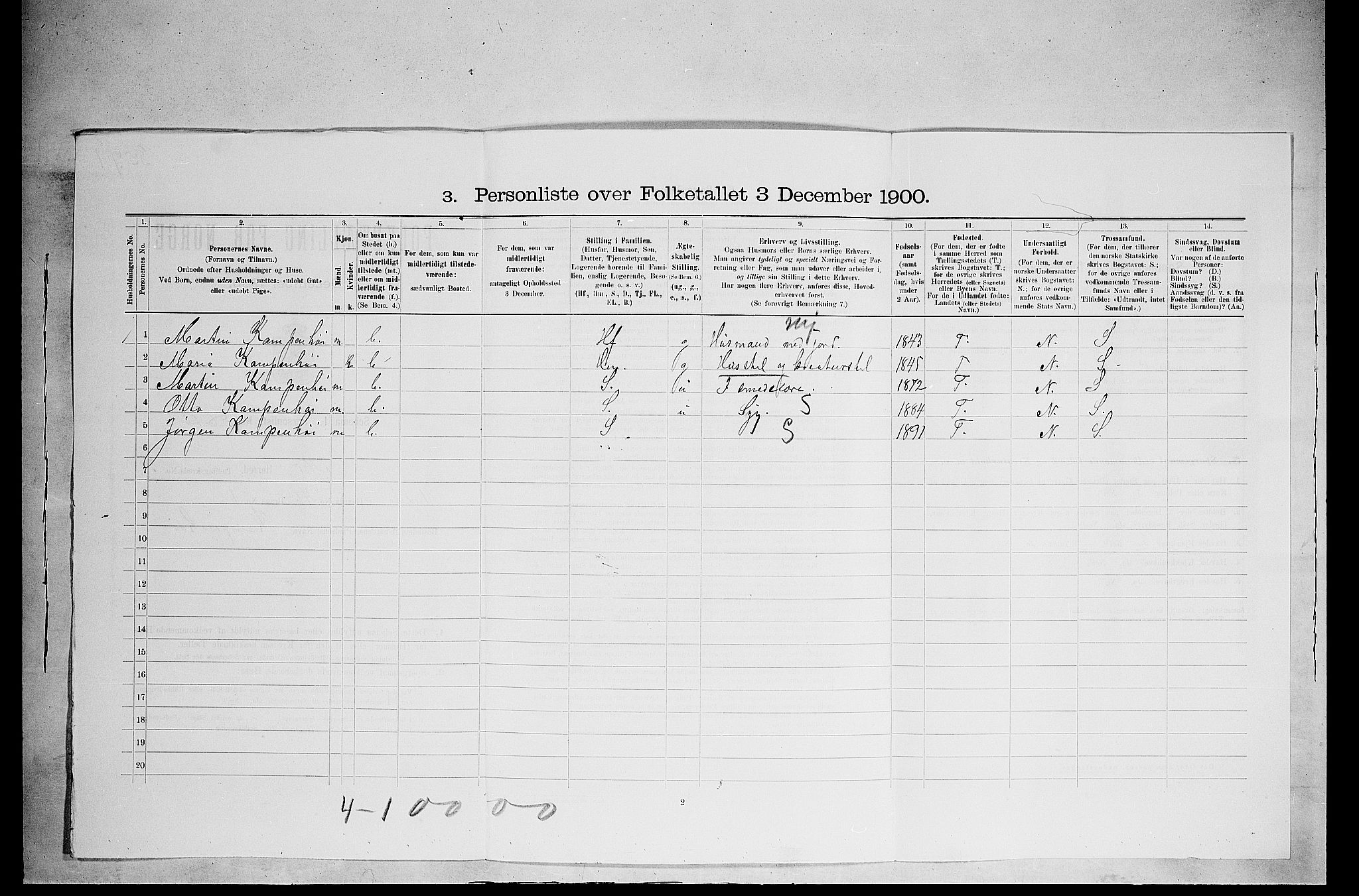 SAH, 1900 census for Nes, 1900, p. 499