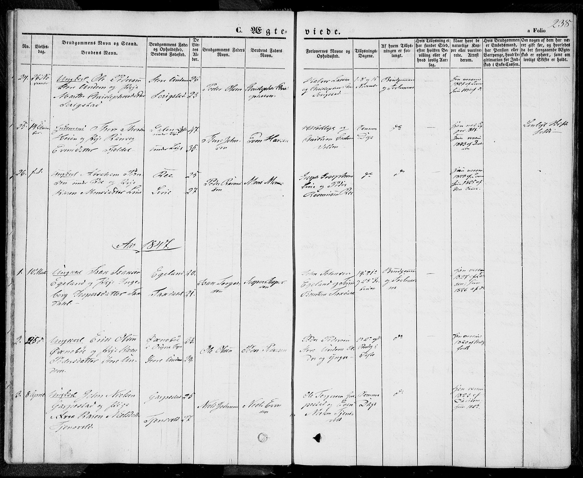 Lye sokneprestkontor, SAST/A-101794/001/30BA/L0006: Parish register (official) no. A 5.2, 1842-1855, p. 238