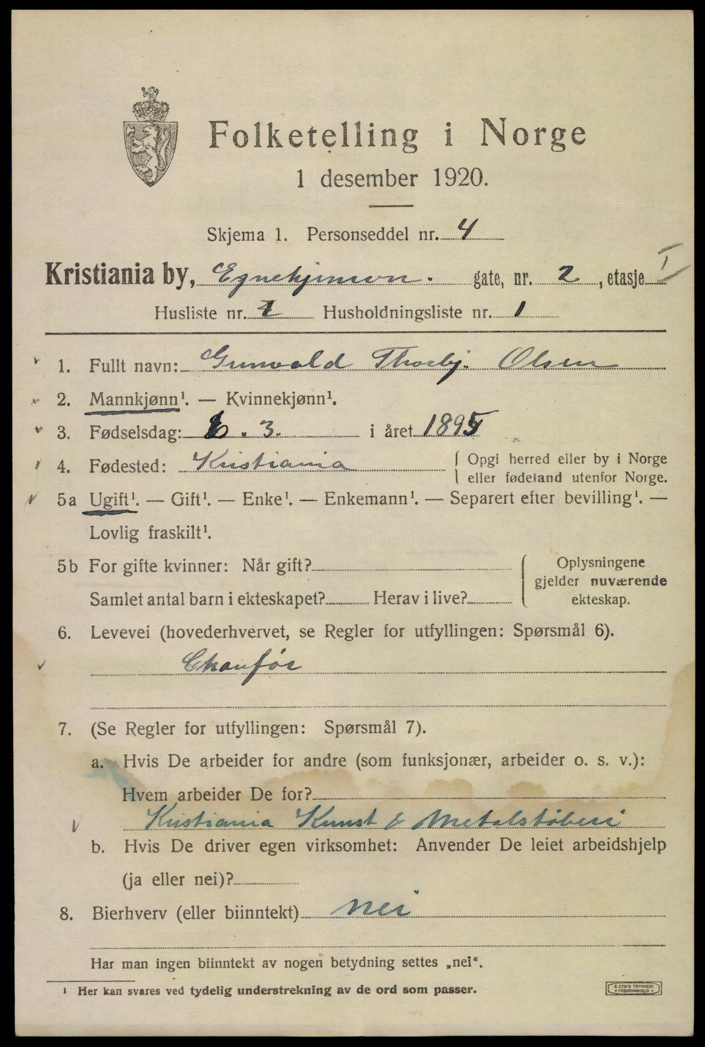 SAO, 1920 census for Kristiania, 1920, p. 209867