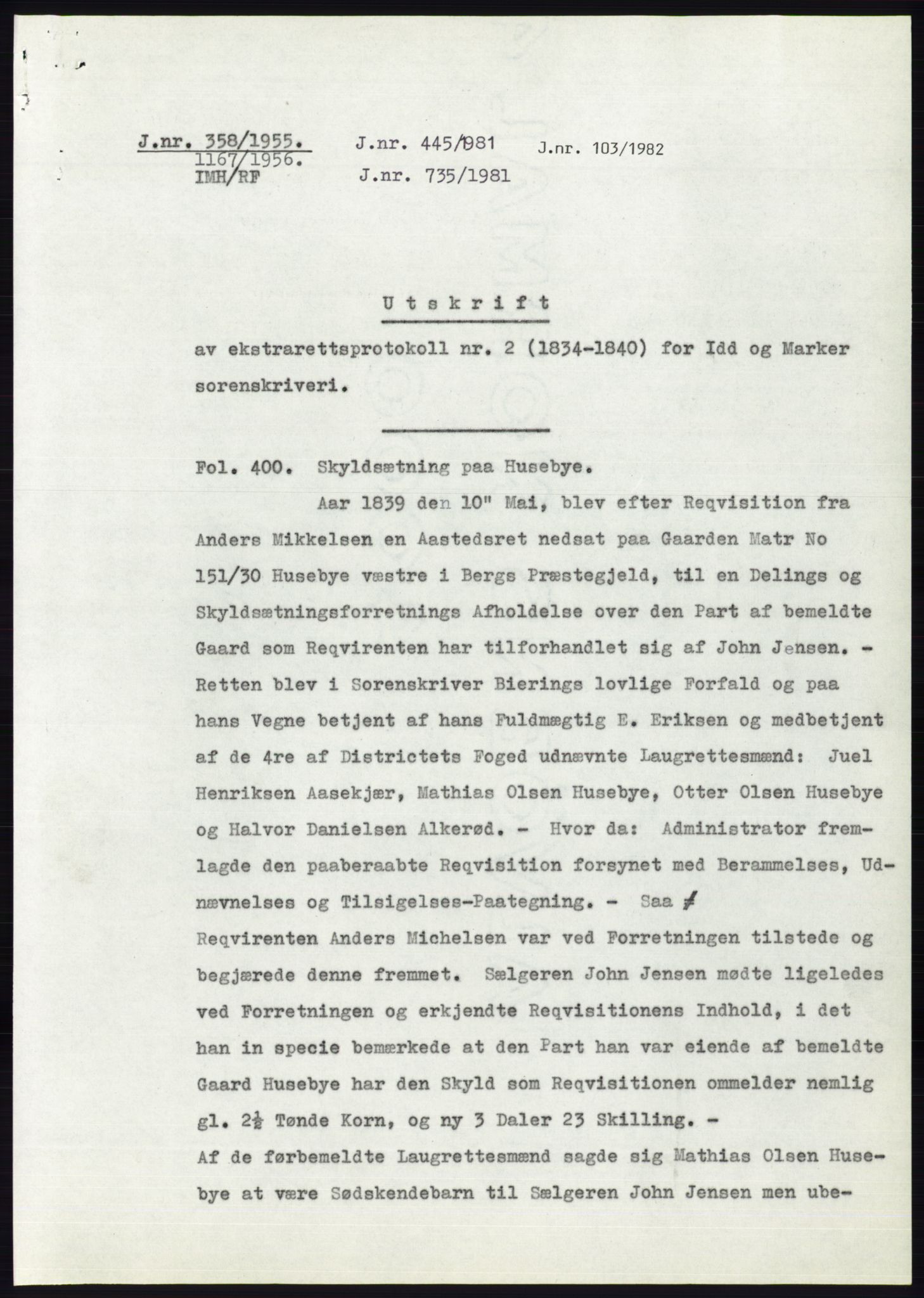 Statsarkivet i Oslo, SAO/A-10621/Z/Zd/L0002: Avskrifter, j.nr 5-691/1955, 1955, p. 289
